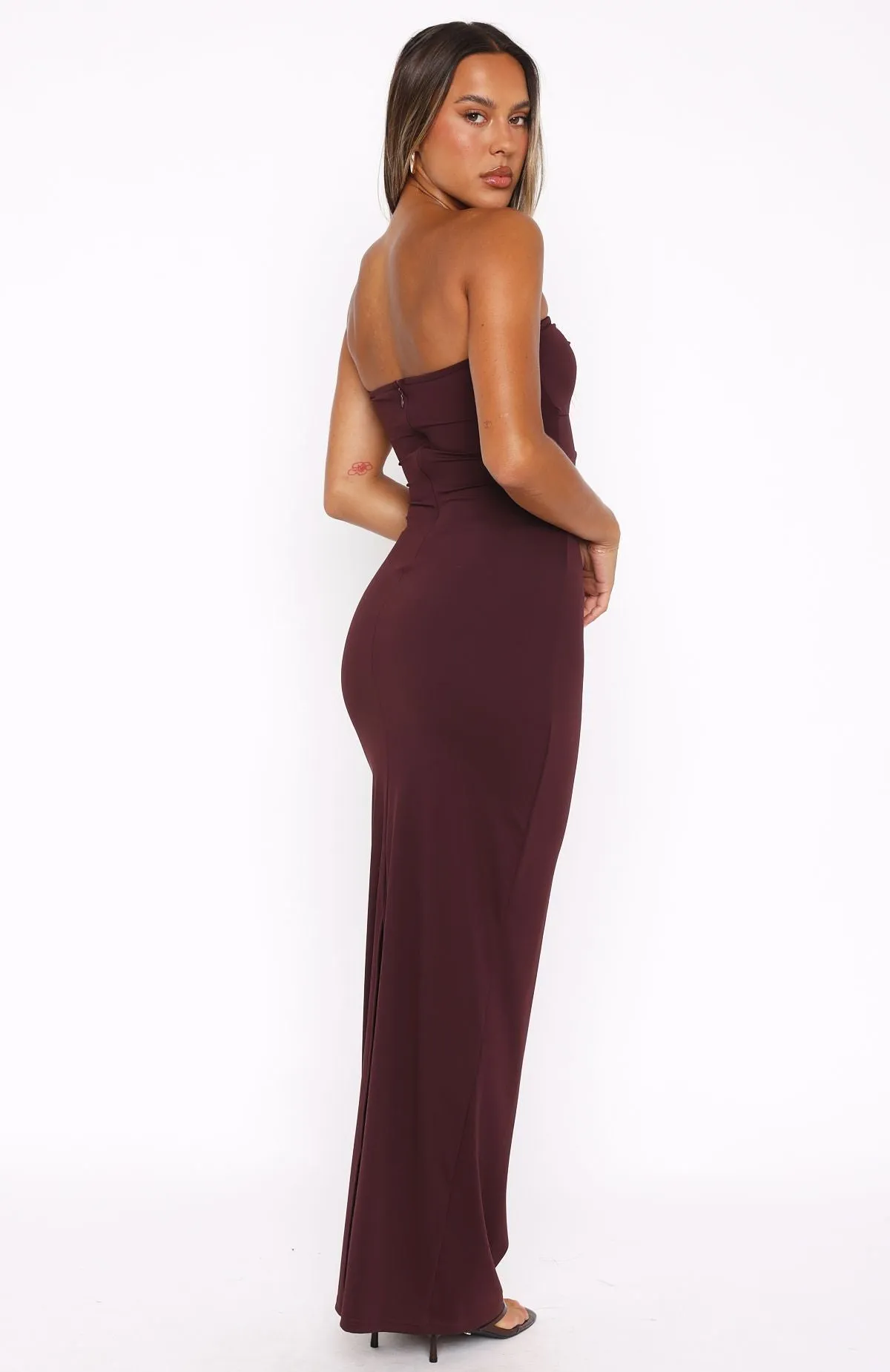Minimalist Design Silky Shine Life After Love Maxi Dress Chocolate