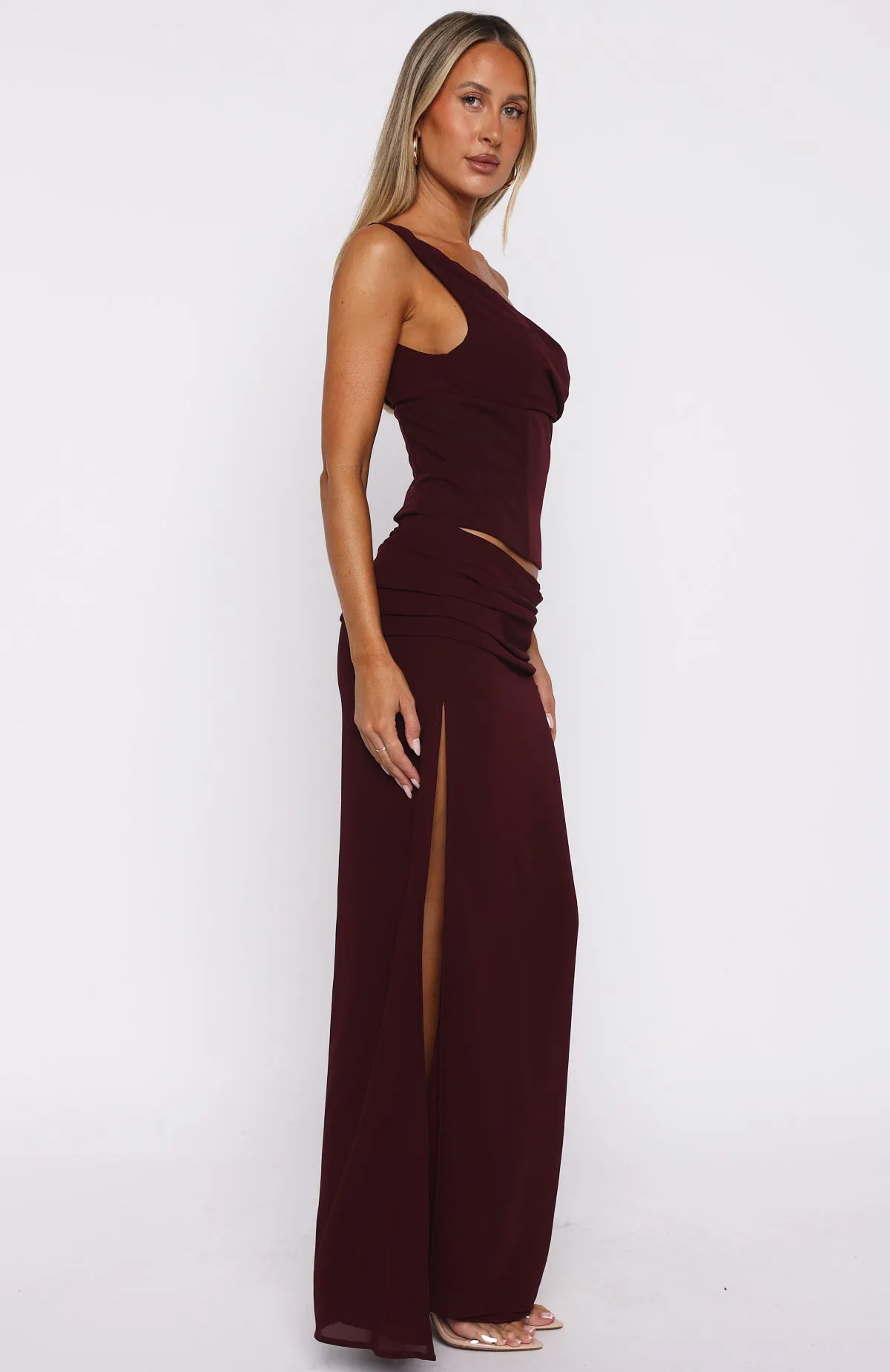 Unavailable Energy Maxi Dress Burgundy Minimal Design