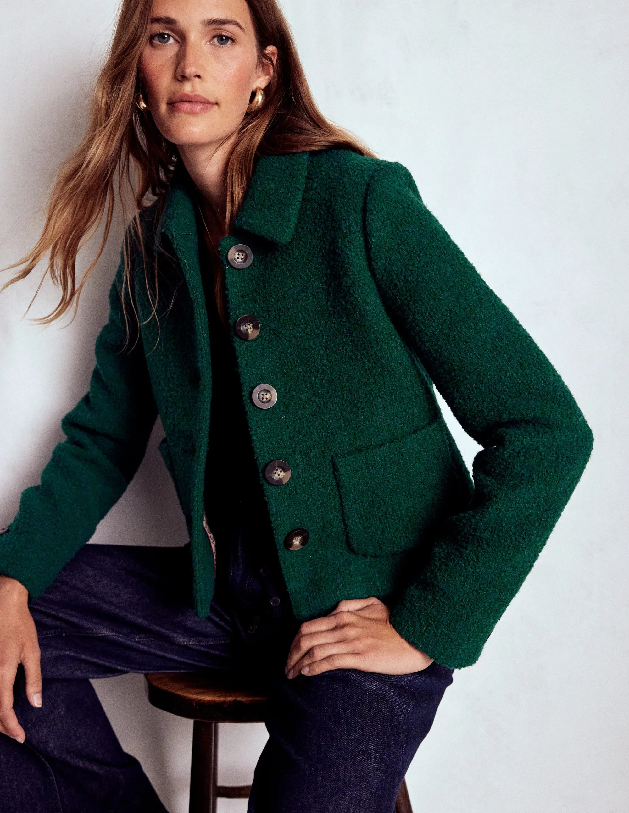 Modular Layering Compatibility Temperature Balancing Layer Knightsbridge Wool Jacket-Emerald Night