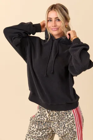Tammie Black Long Sleeve Oversized Hooded Pullover SALE MultiPocket Design Versatile Clothing