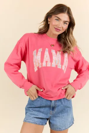 Mama Multi Daisy Print Light Red Graphic Sweatshirt ChafeFree Design