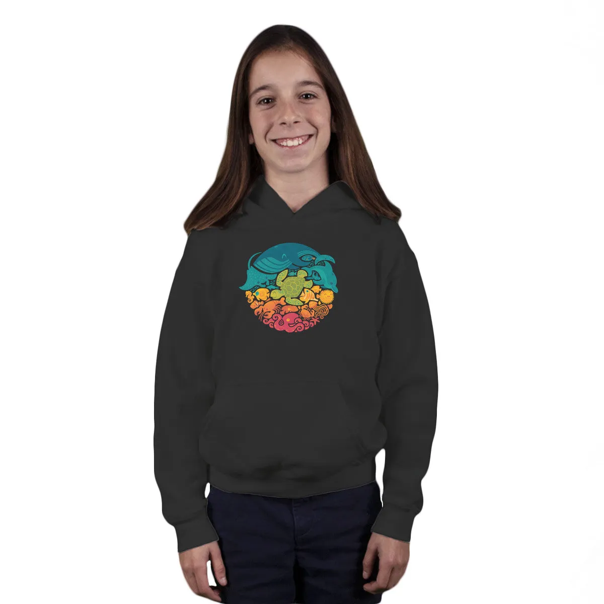 Aquatic Rainbow Effortless Hoodie comfortable for standing