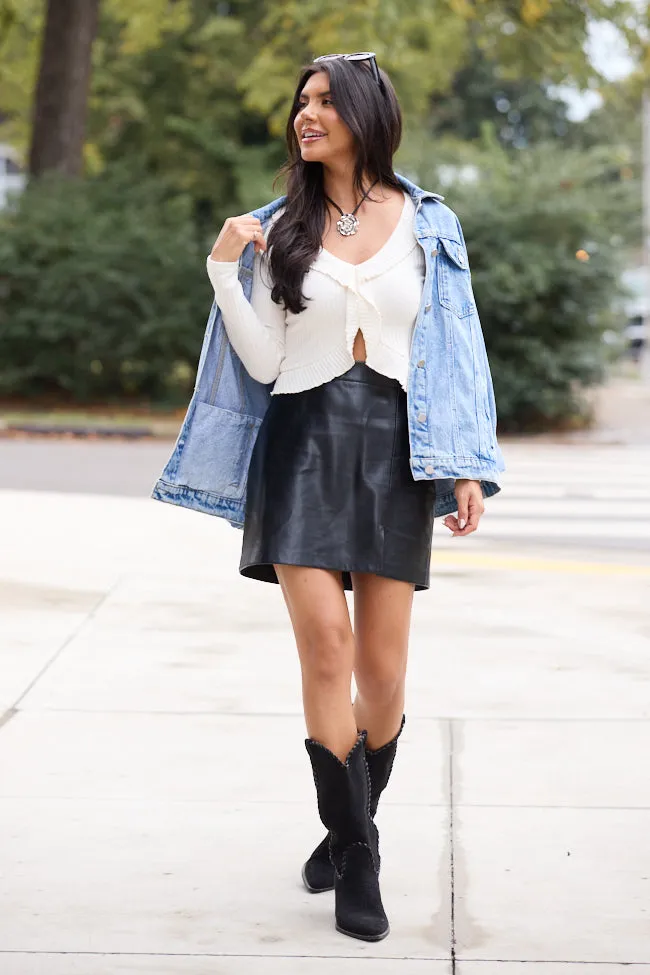 Linda Cream Ruffled Neckline Long Sleeve Knit Top StainReleaseCoating