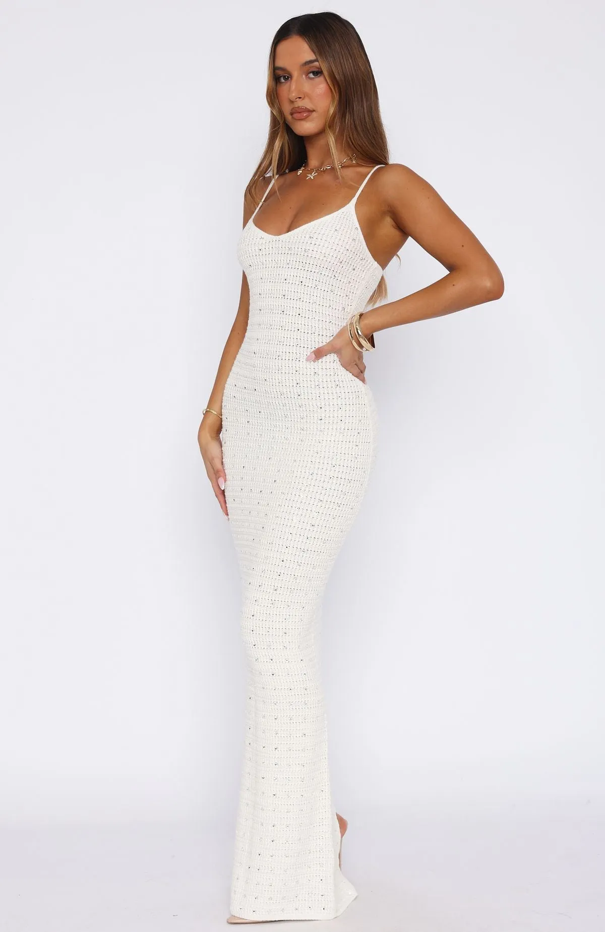 Gotta Give Me Embellished Crochet Maxi Dress Off White Peace View Minimalist Style