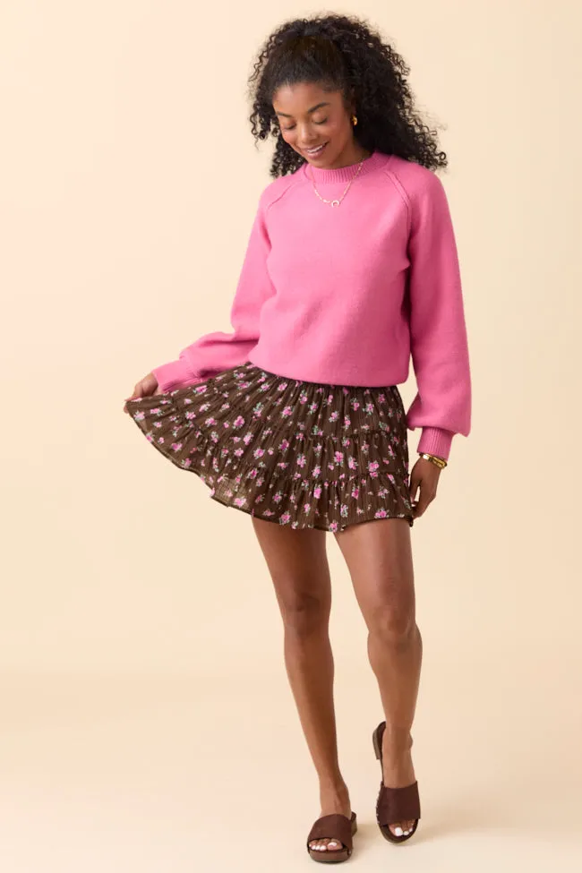 Lisa Pink Crewneck Sweater Comfort waistband