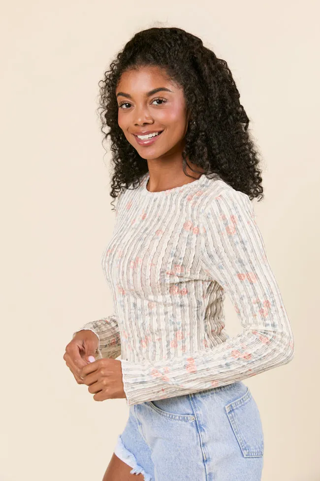 Teen Fresh London Button Detail Floral Long Sleeve Knit Top