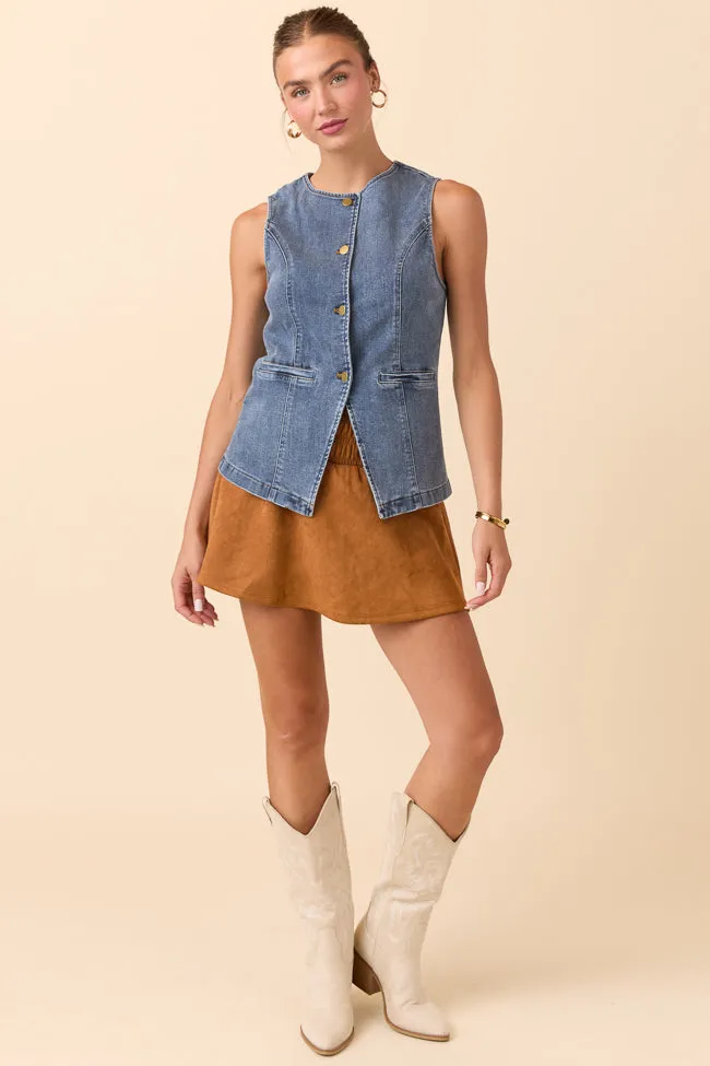 Lottie Denim Button Down Tank Durable Reinforced Edges PillingResistant