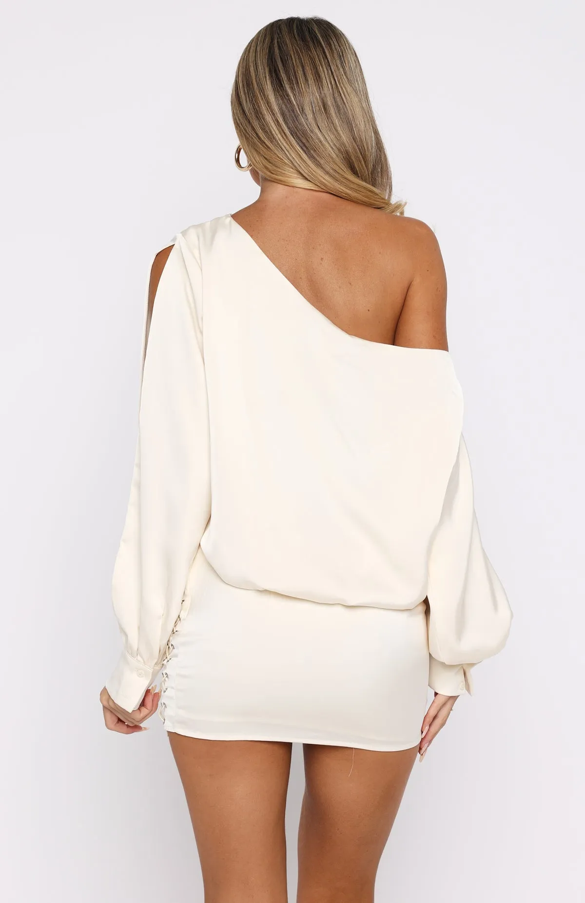 Love Letter Long Sleeve Mini Dress Off White SmoothEdgeFinish