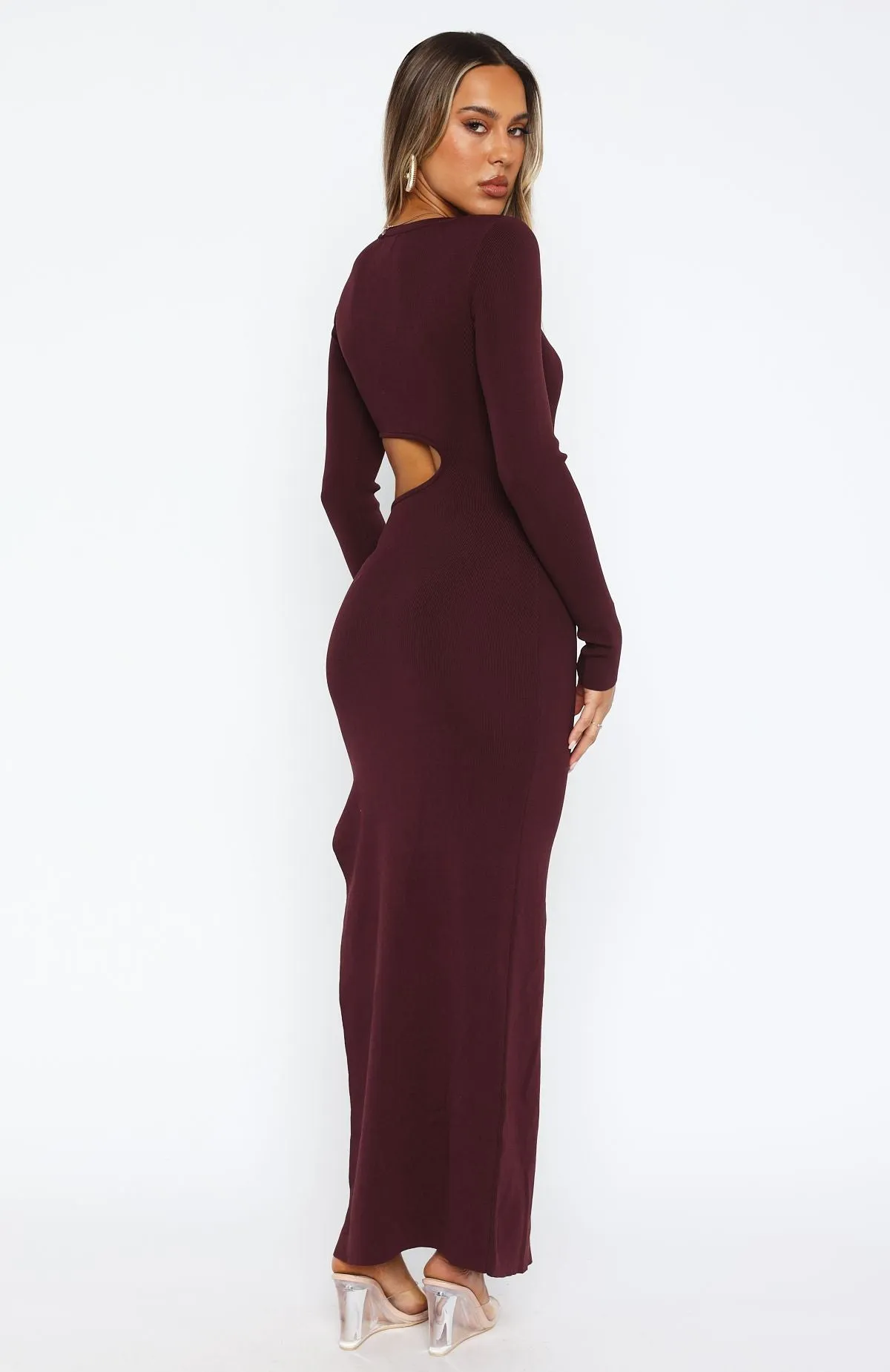 Love Me Again Long Sleeve Maxi Dress Dark Burgundy Essential Layer
