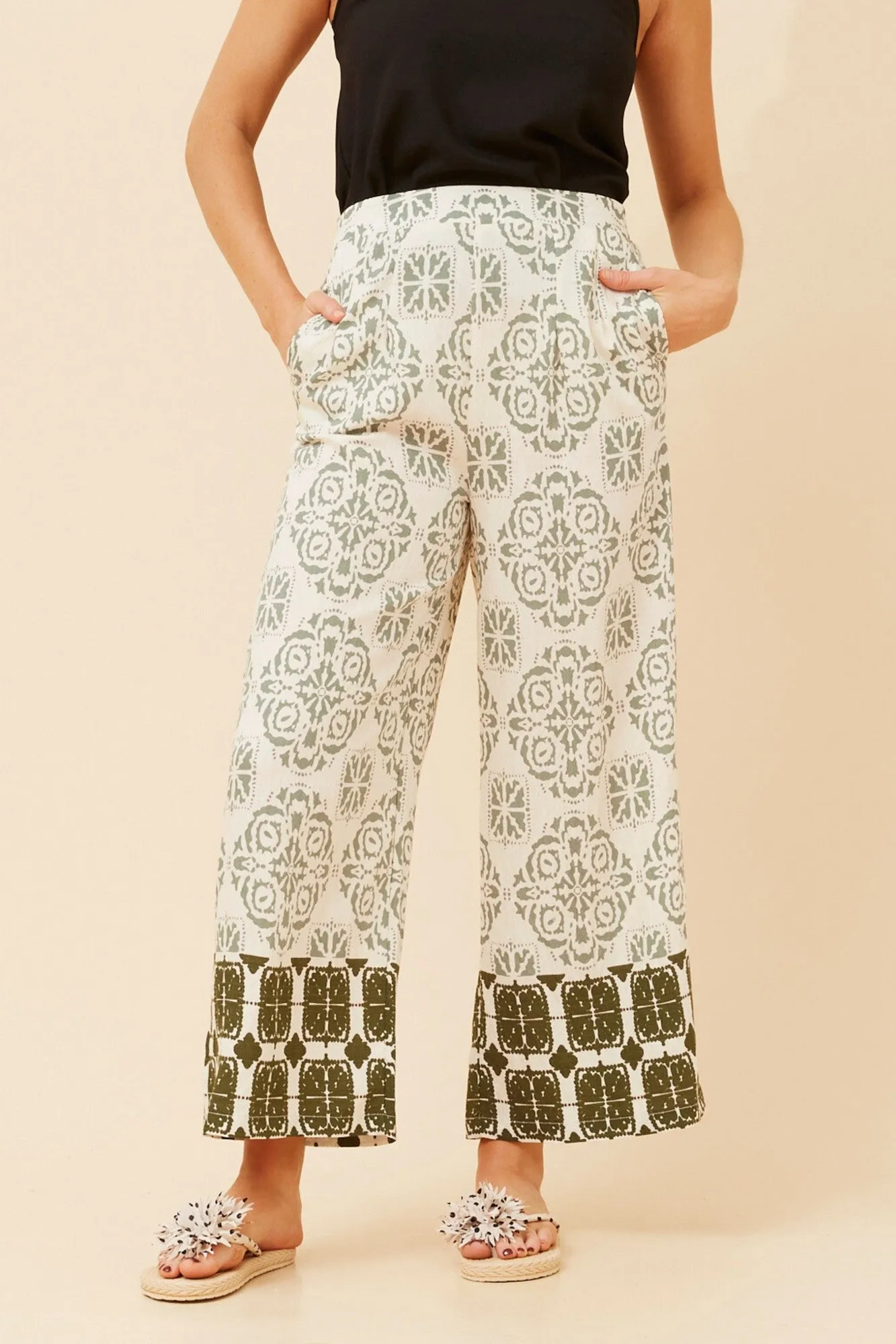 Warm Layer LOXANA BORDER PRINT PANTS