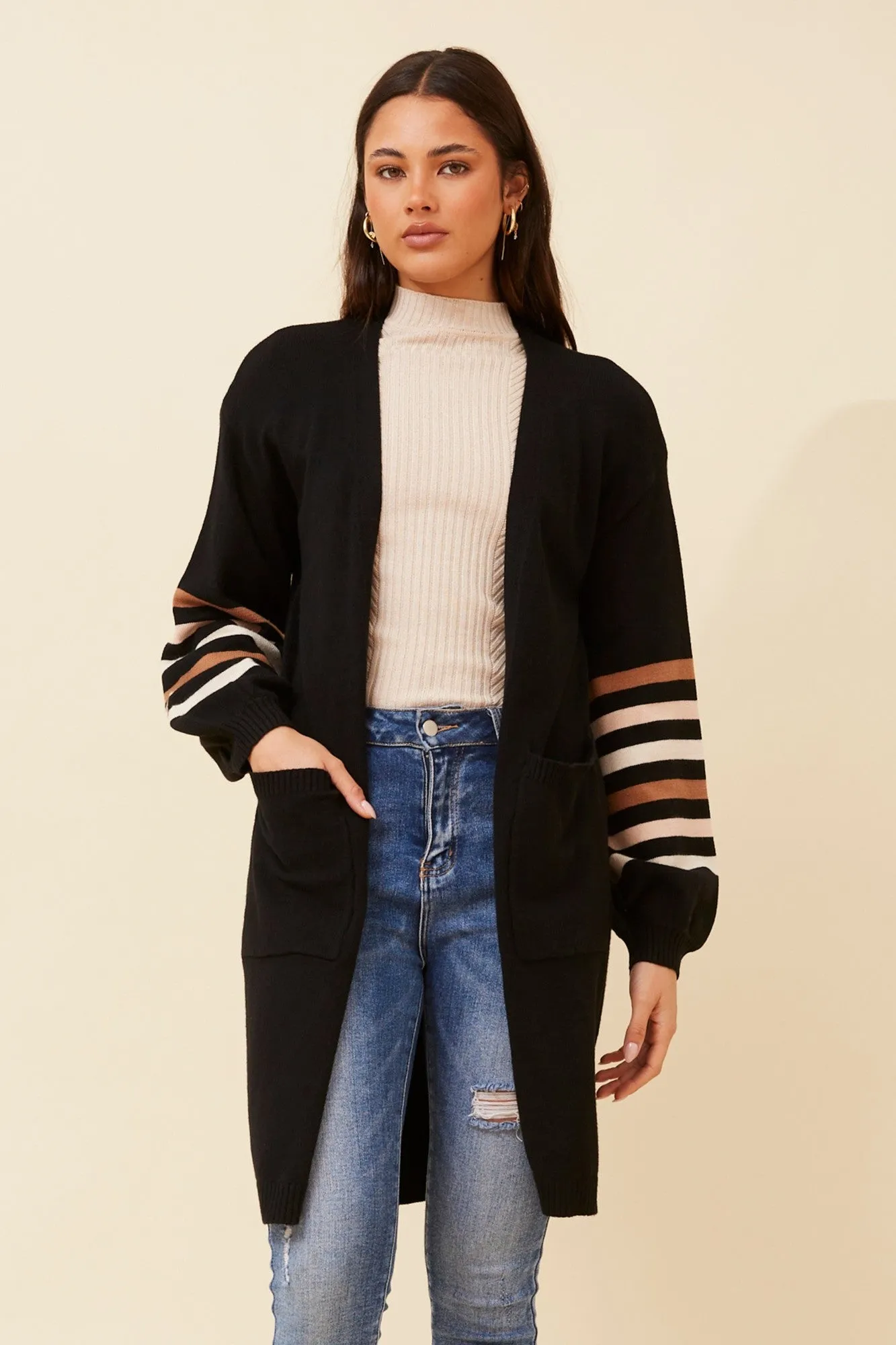 LUCIANA STRIPE KNIT CARDIGAN Nylon Cover