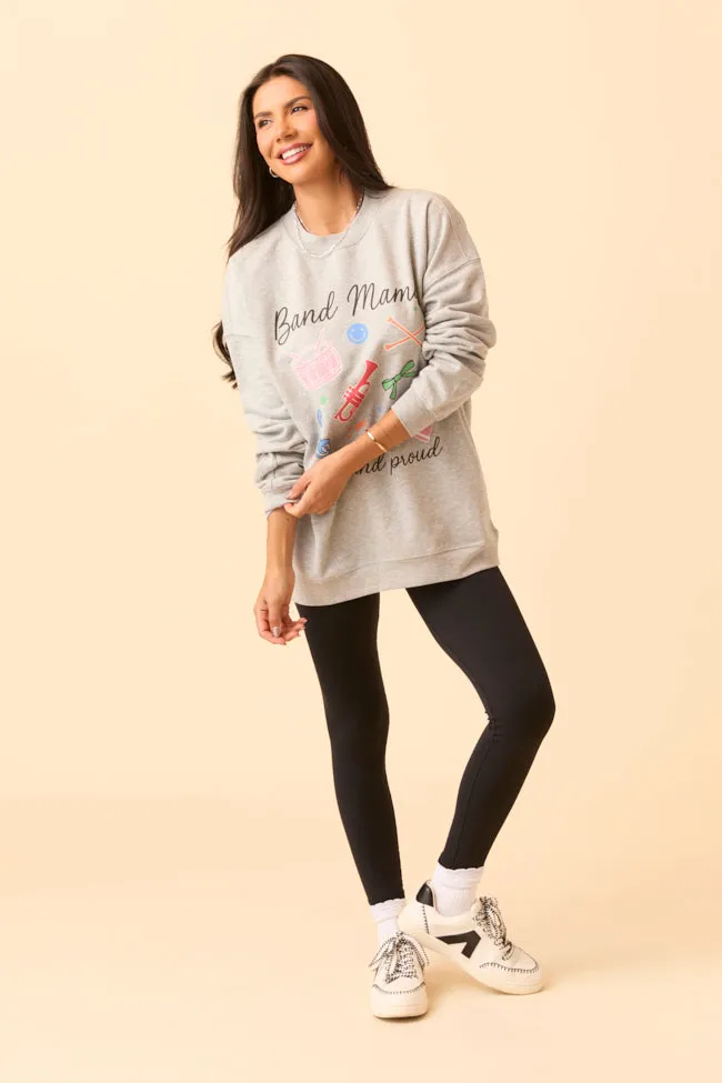 EcoFriendlyTextile LayeredPanels Band Mama Icons Light Grey Graphic Sweatshirt