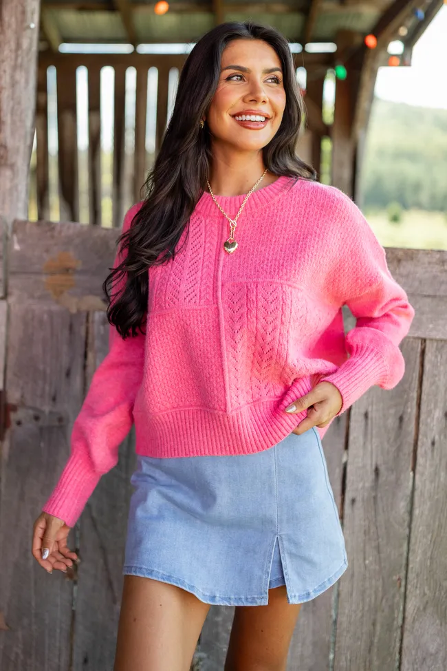 Mae Pink Multi-Knit Sweater DurableStitching Fall Mood
