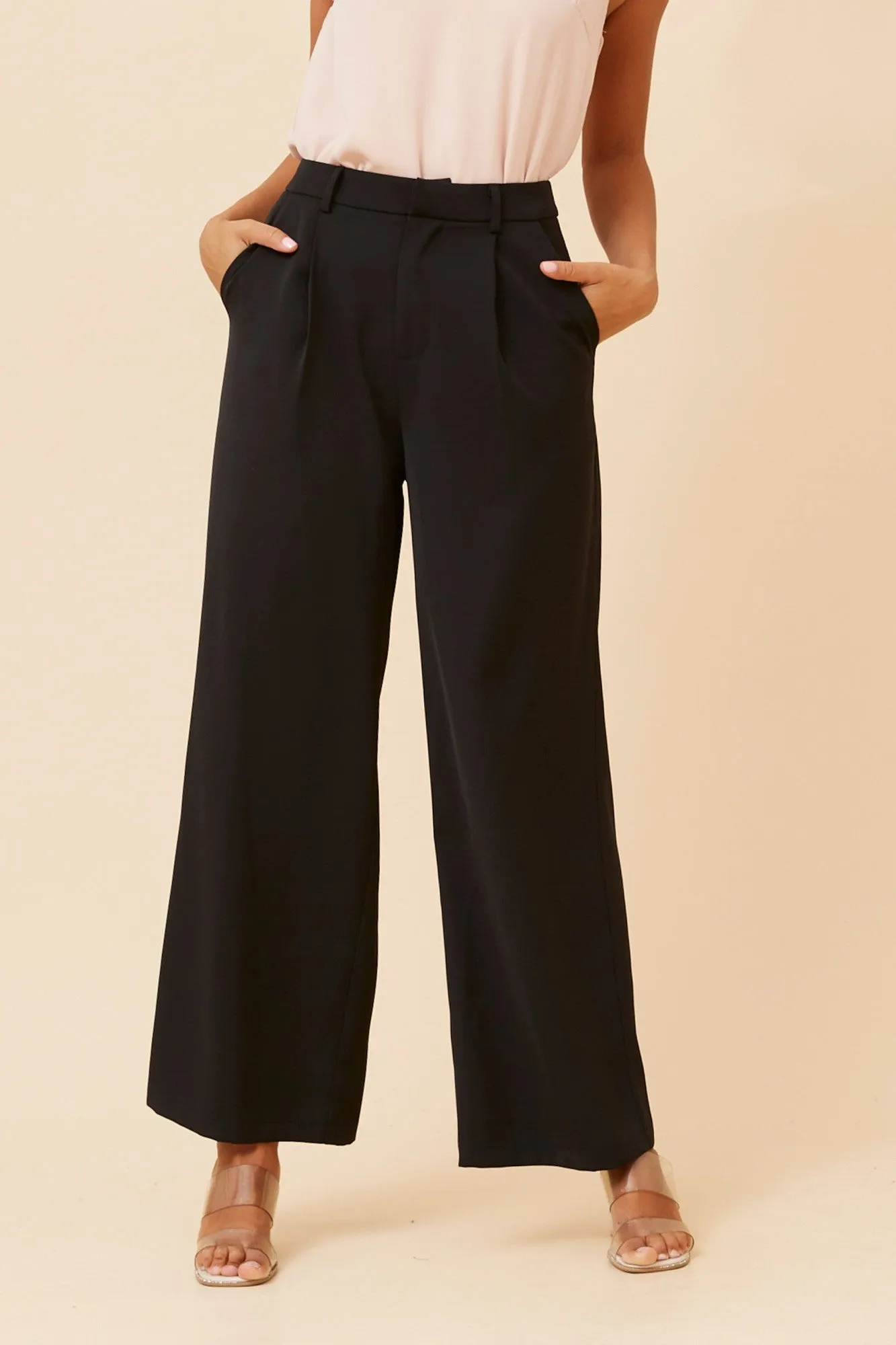 MAHA SOLID WIDE LEG PANTS StaticResistantMaterial Simple Comfort Wear
