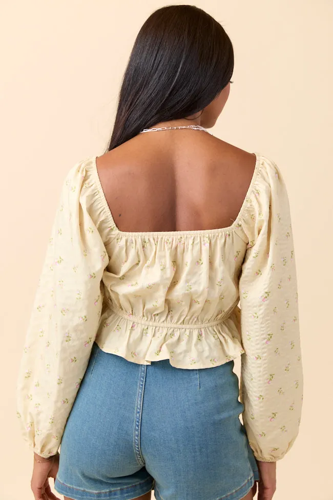 Maisie Yellow Floral Corset Woven Top AntimicrobialTreatment