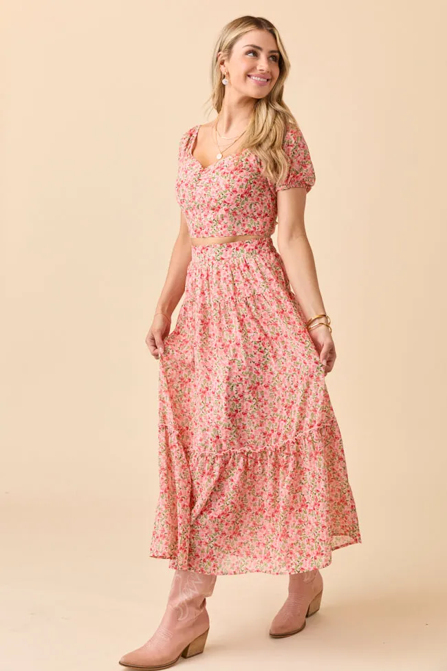Maisyn Pink Floral Skirt Set SALE Wind Block City Casual