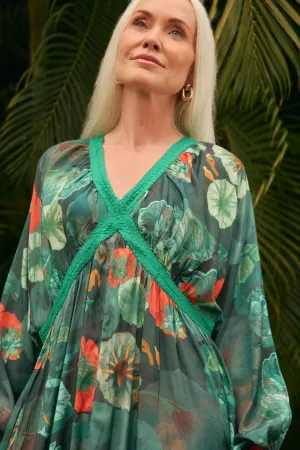 Silky Mood Editor??s-Pick Margot Cross-Body Dress in Lotus