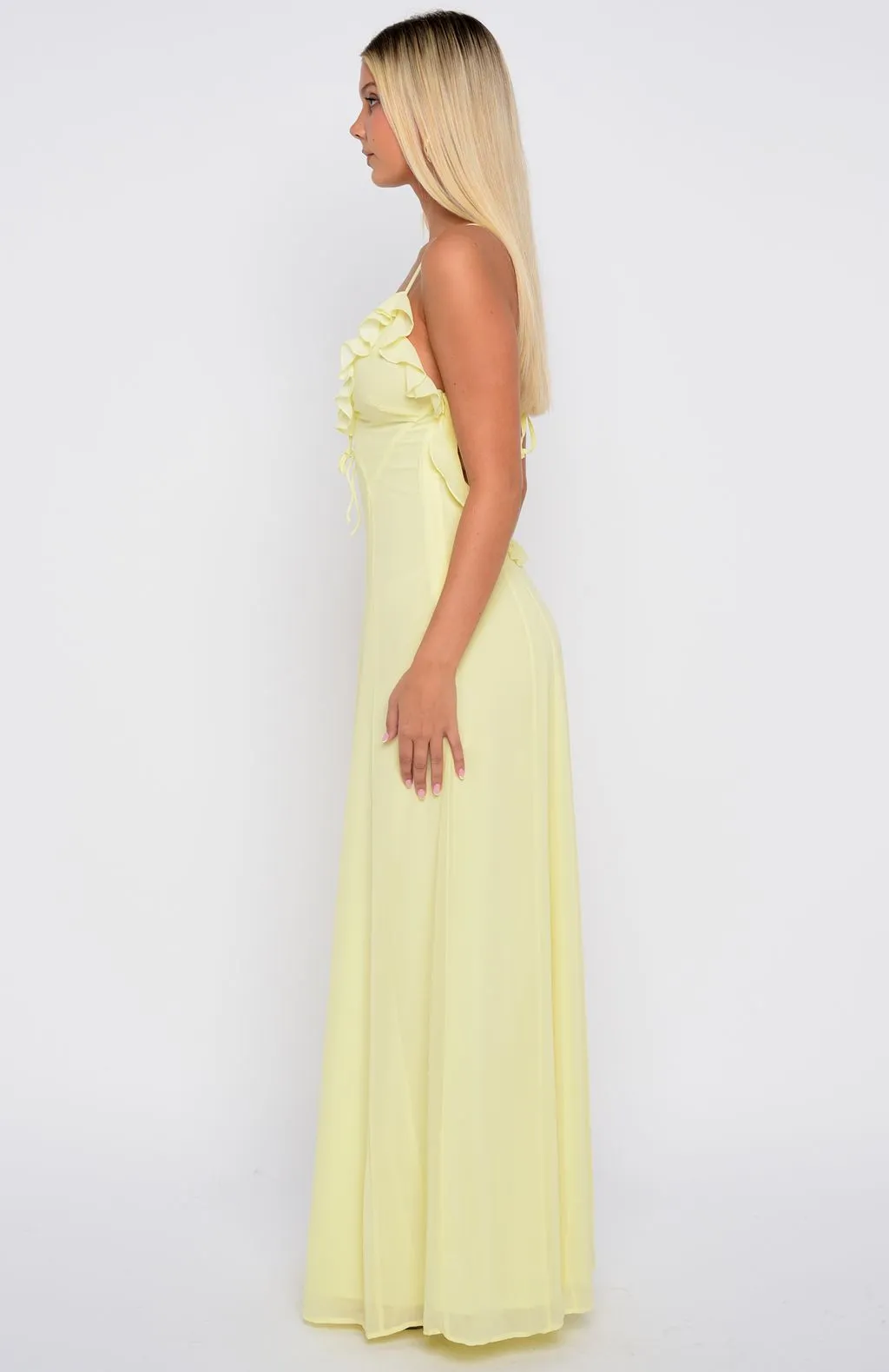 Cafe Vibe Sophisticated Appeal Self Sabotage Maxi Dress Lemon