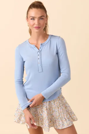 Tight Core Denim style McClaine Blue Long Sleeve Henley