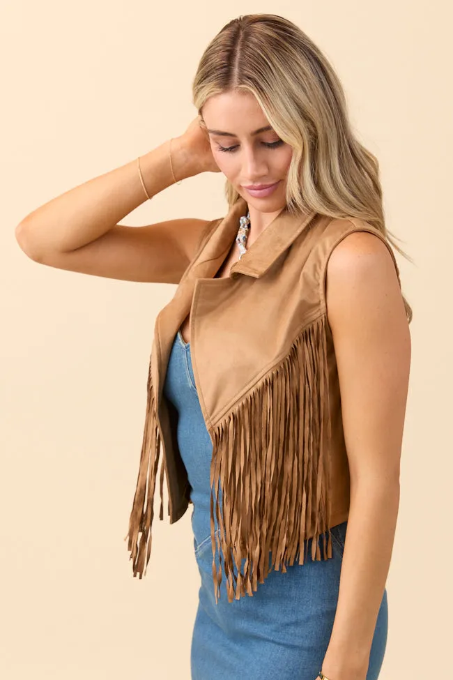 Casual Footwear Claire Brown Faux Suede Fringe Vest
