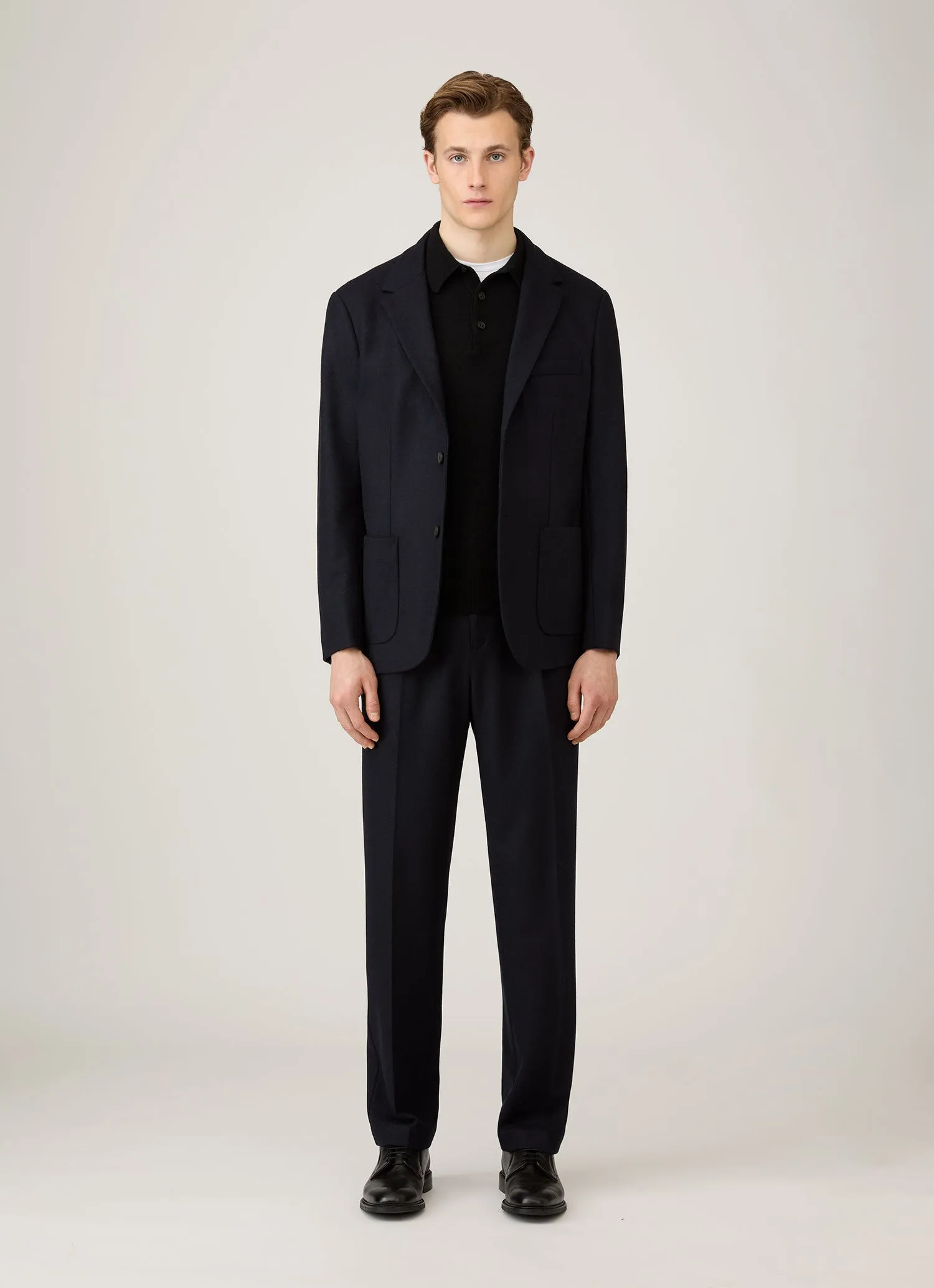 Men's Cashmere Polo Shirt in Black Minimal Comfort Style Street Trend Look