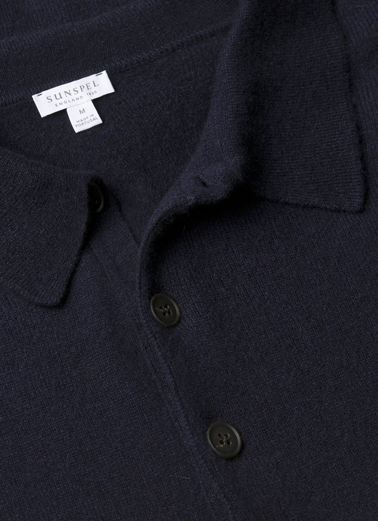 Comfortable Weave Men's Cashmere Polo Shirt in Navy