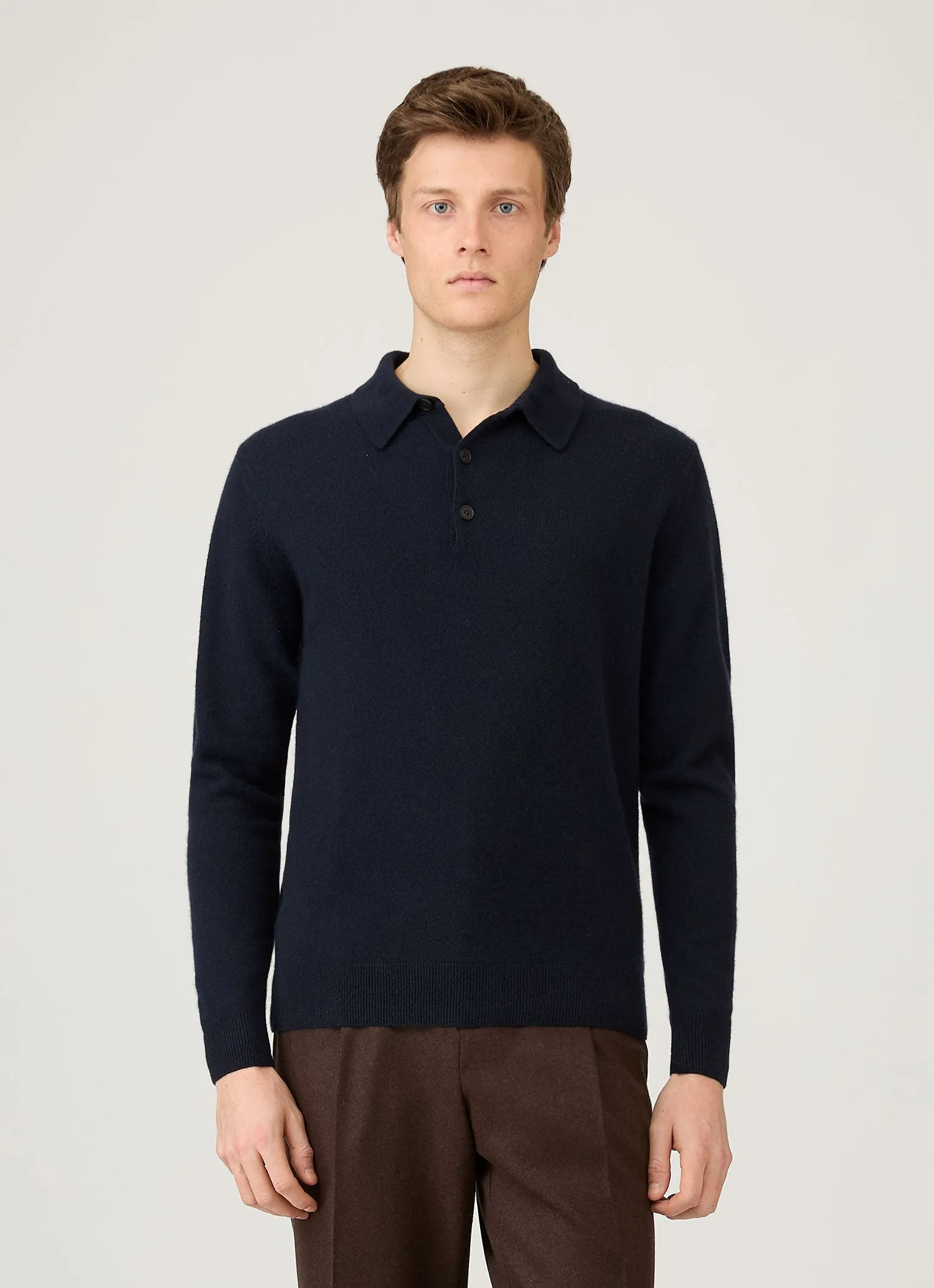 Everyday Casual Men's Cashmere Polo Shirt in Navy