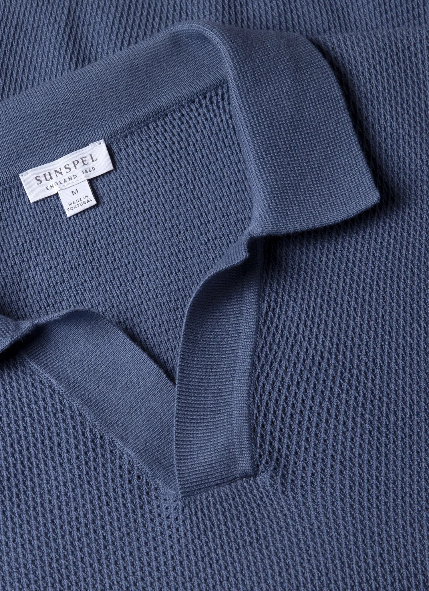 Men's Compact Mesh Knit Polo Shirt in Soft Denim QuickDry Material Ultimate Comfort