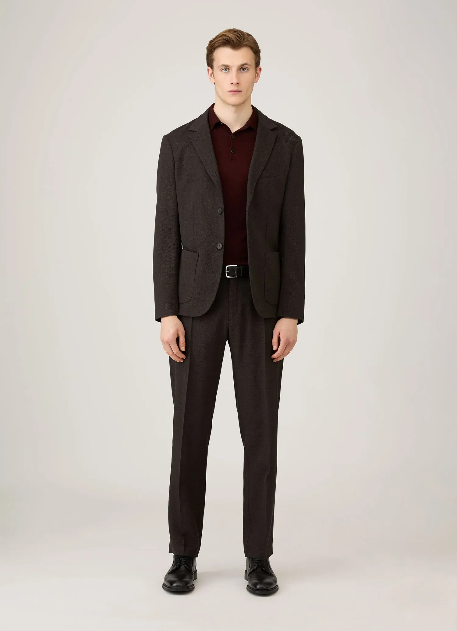 Matte Look Men's Extra-Fine Merino Polo Shirt in Bakelite