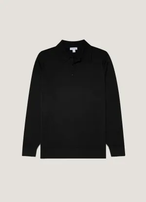 Easter Men's Extra-Fine Merino Polo Shirt in Black