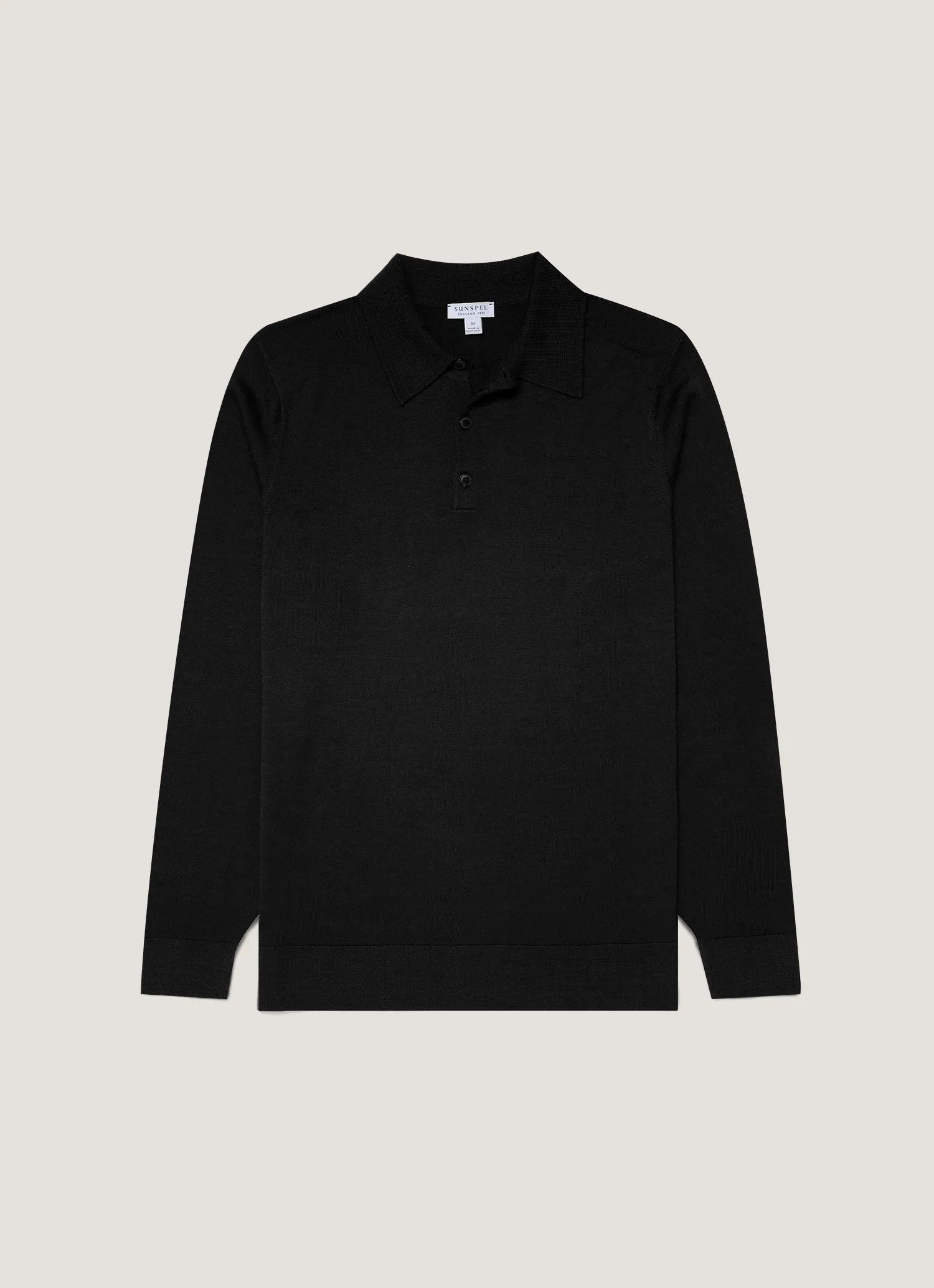 Easter Men's Extra-Fine Merino Polo Shirt in Black