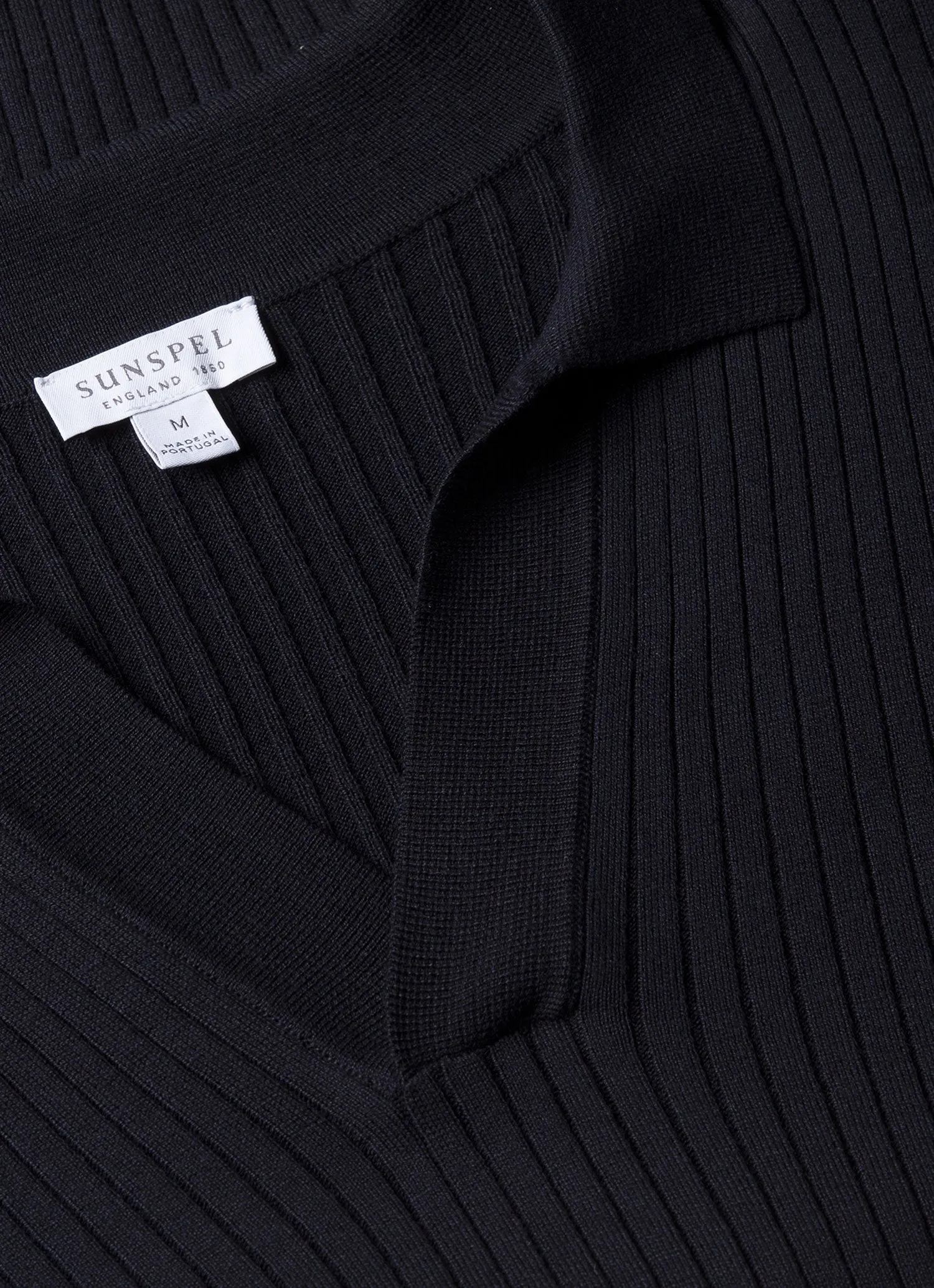 Men's Fine Rib Silk Cotton Polo Shirt in Navy Minimalist Design