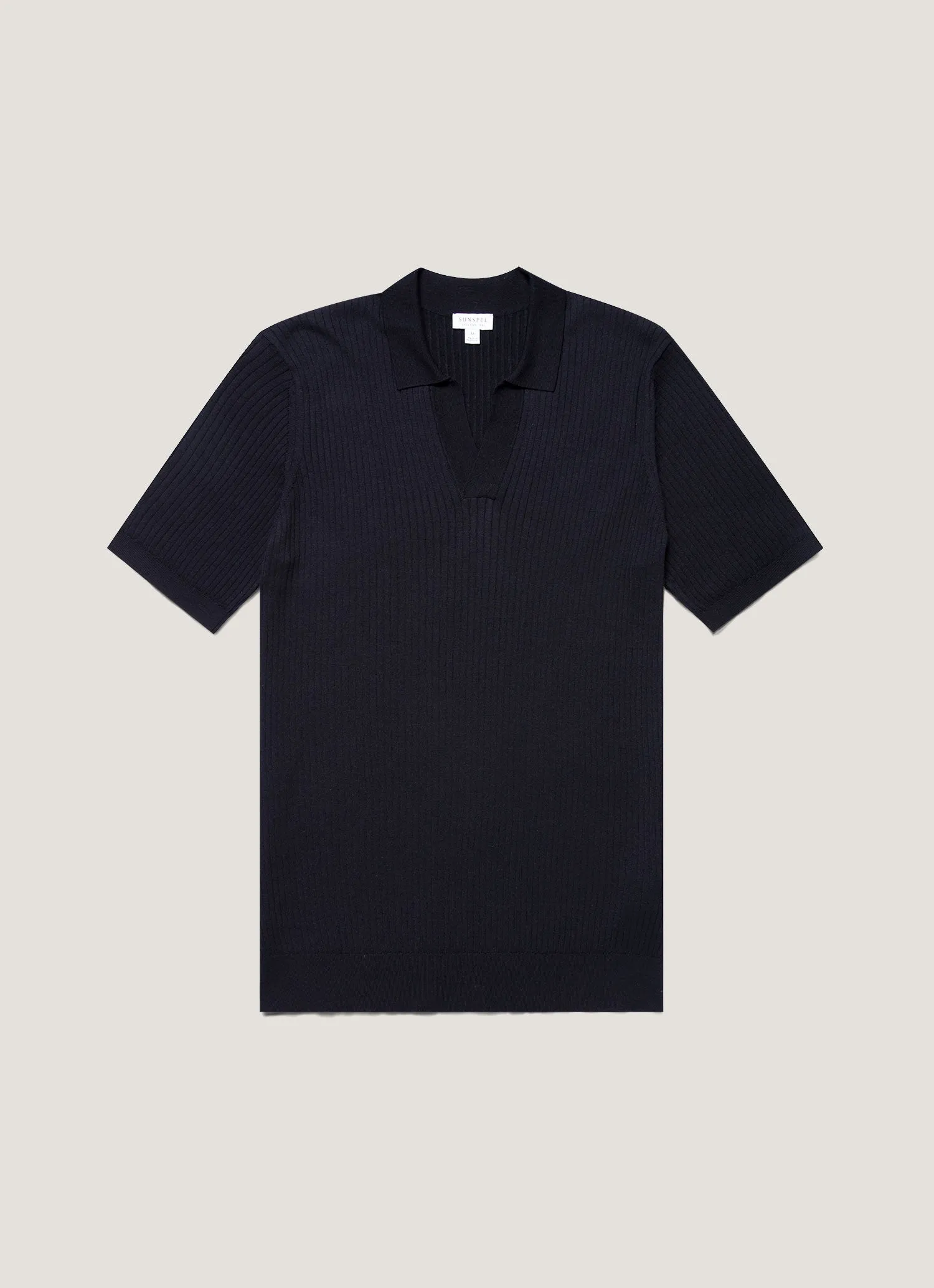 Timeless and Chic Men's Fine Rib Silk Cotton Polo Shirt in Navy