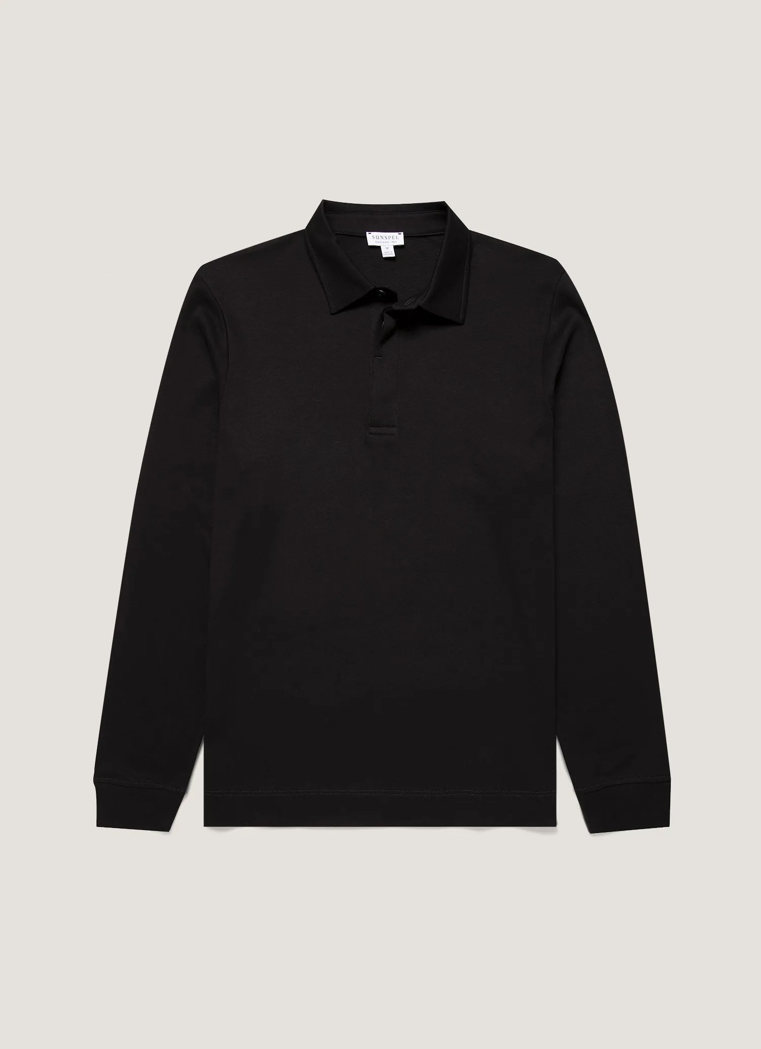 Men's Heavyweight Rugby Polo Shirt in Black Ethically Sourced Cotton Everyday Chic