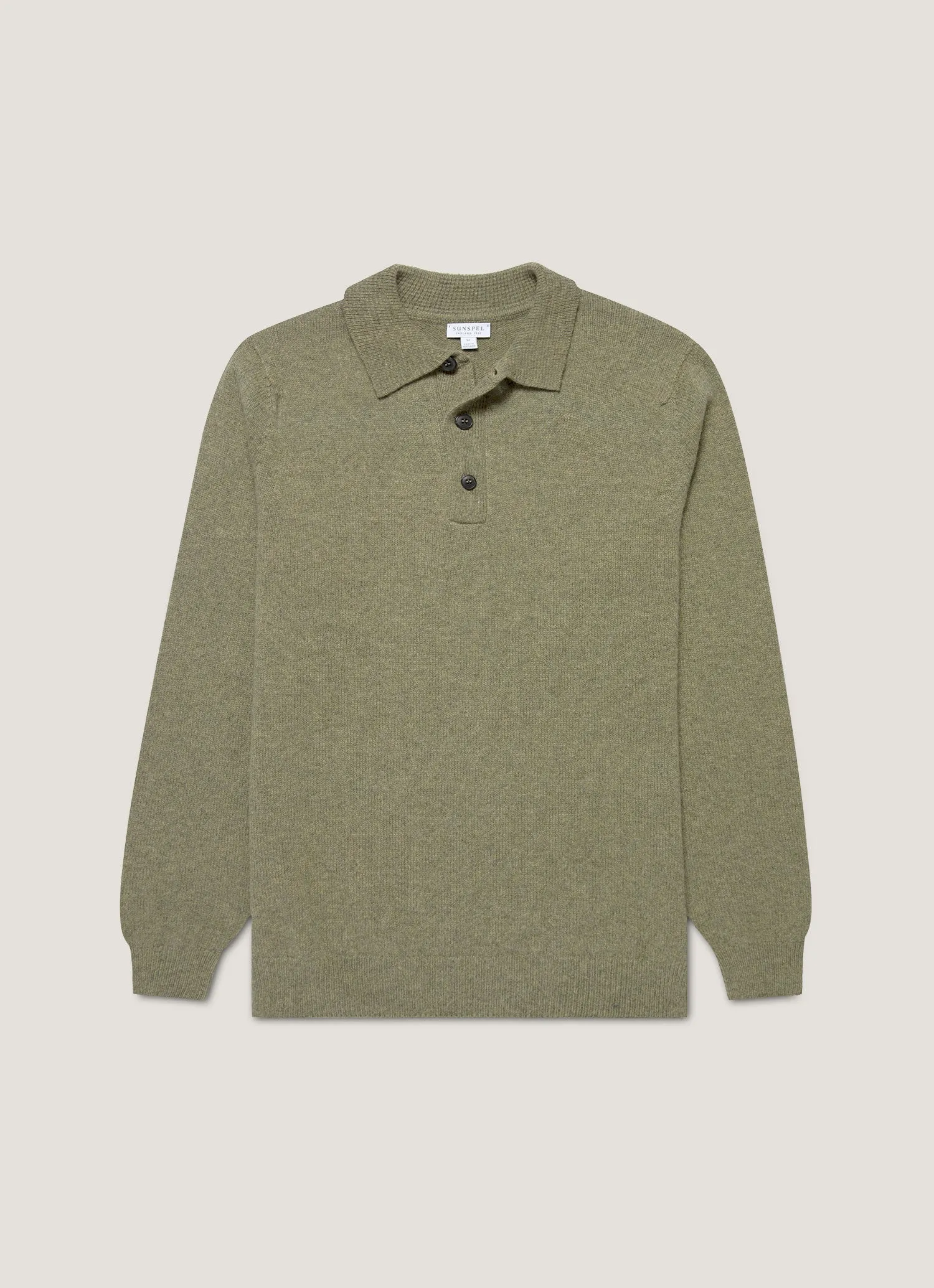 Versatile Look Men's Lambswool Polo Shirt in Sea Moss