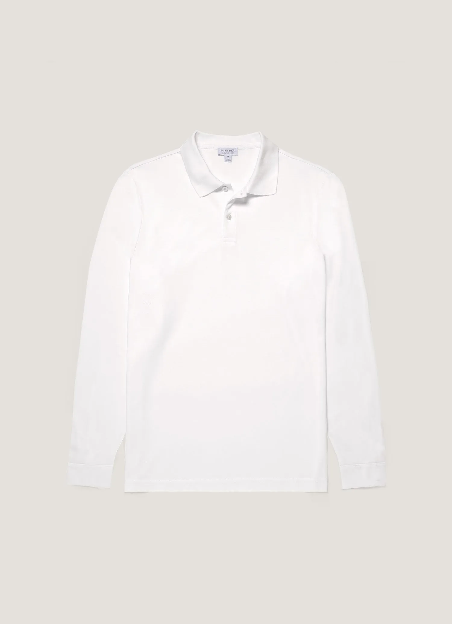 Men's Long Sleeve Piqu?? Polo Shirt in White Comfort Wear Fit cotton material