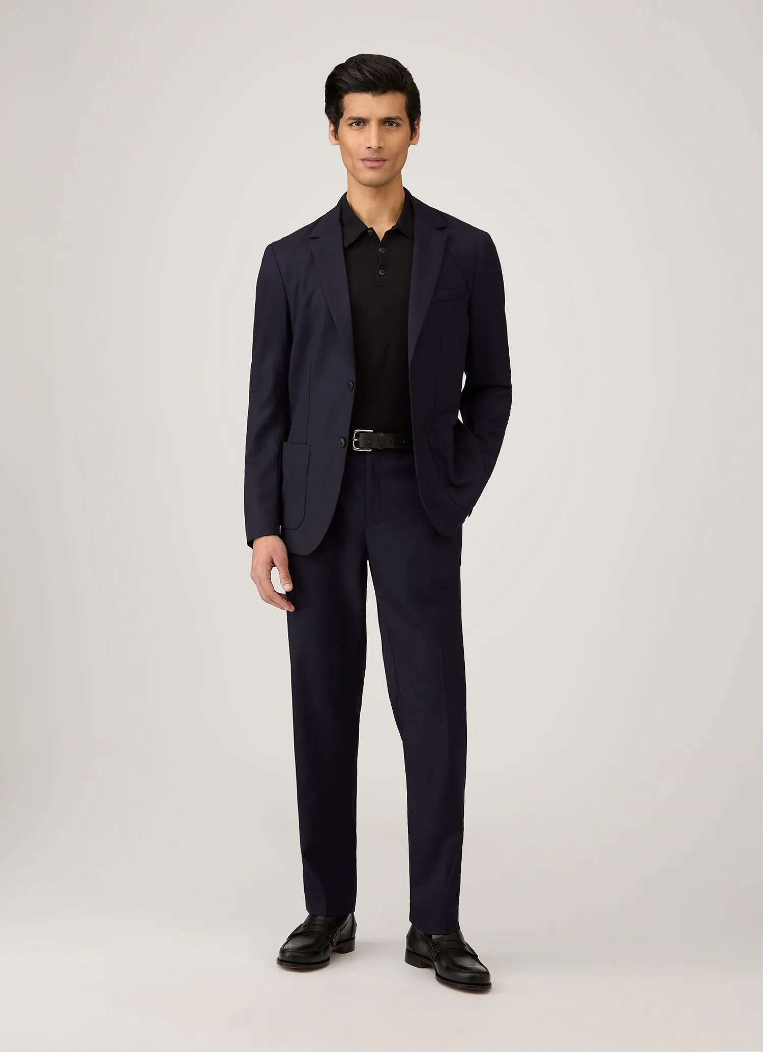 NonIrritatingTags Men's Long Sleeve Sea Island Cotton Knit Polo Shirt in Black