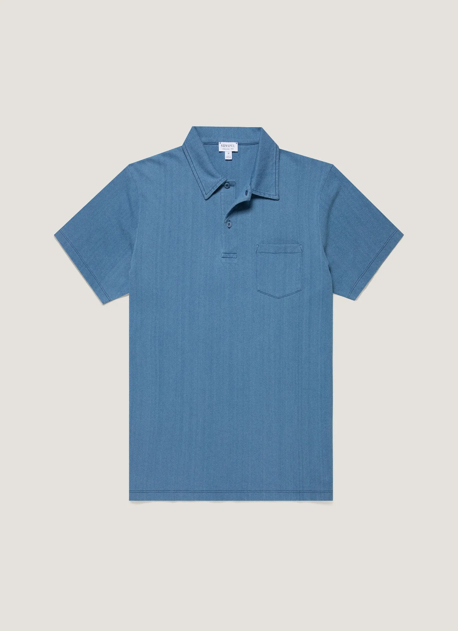 Street Ready Layering Comfort Wear Men's Riviera Polo Shirt in Mid Indigo Wash