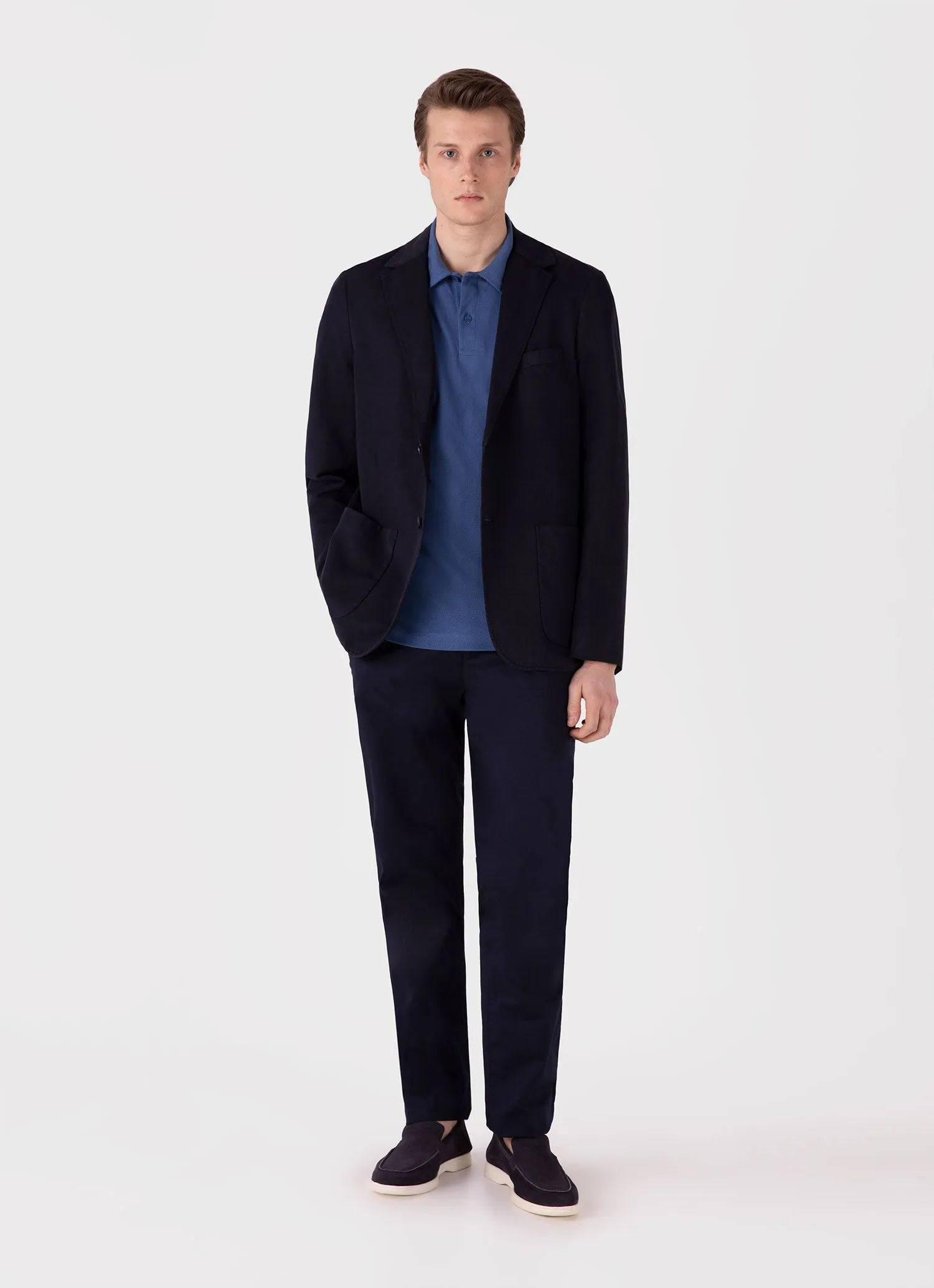 Men's Riviera Polo Shirt in Soft Denim Running Speed