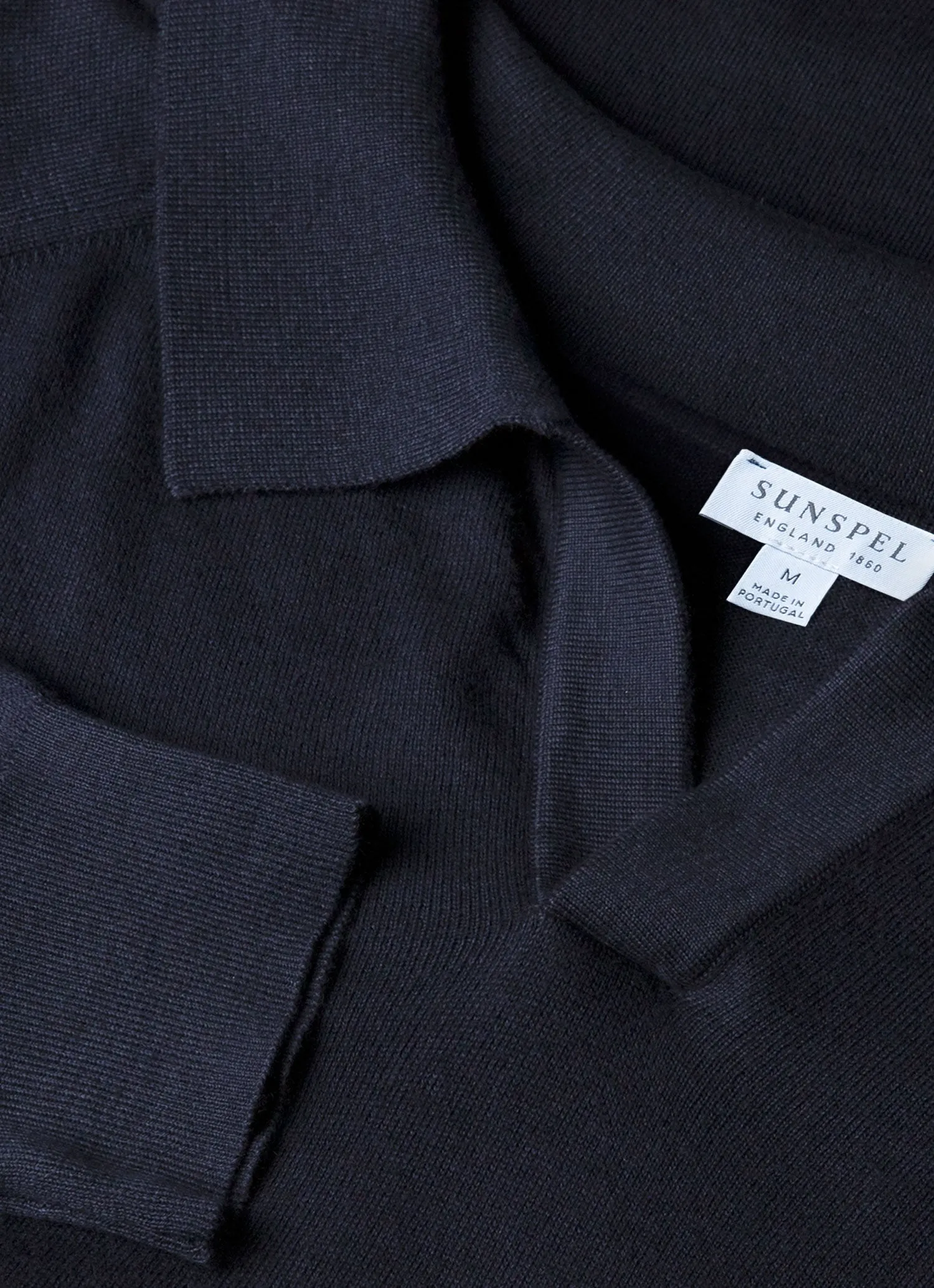 Men's Sea Island Cashmere Polo Shirt in Midnight Navy Anti Pill Surface Modern Design