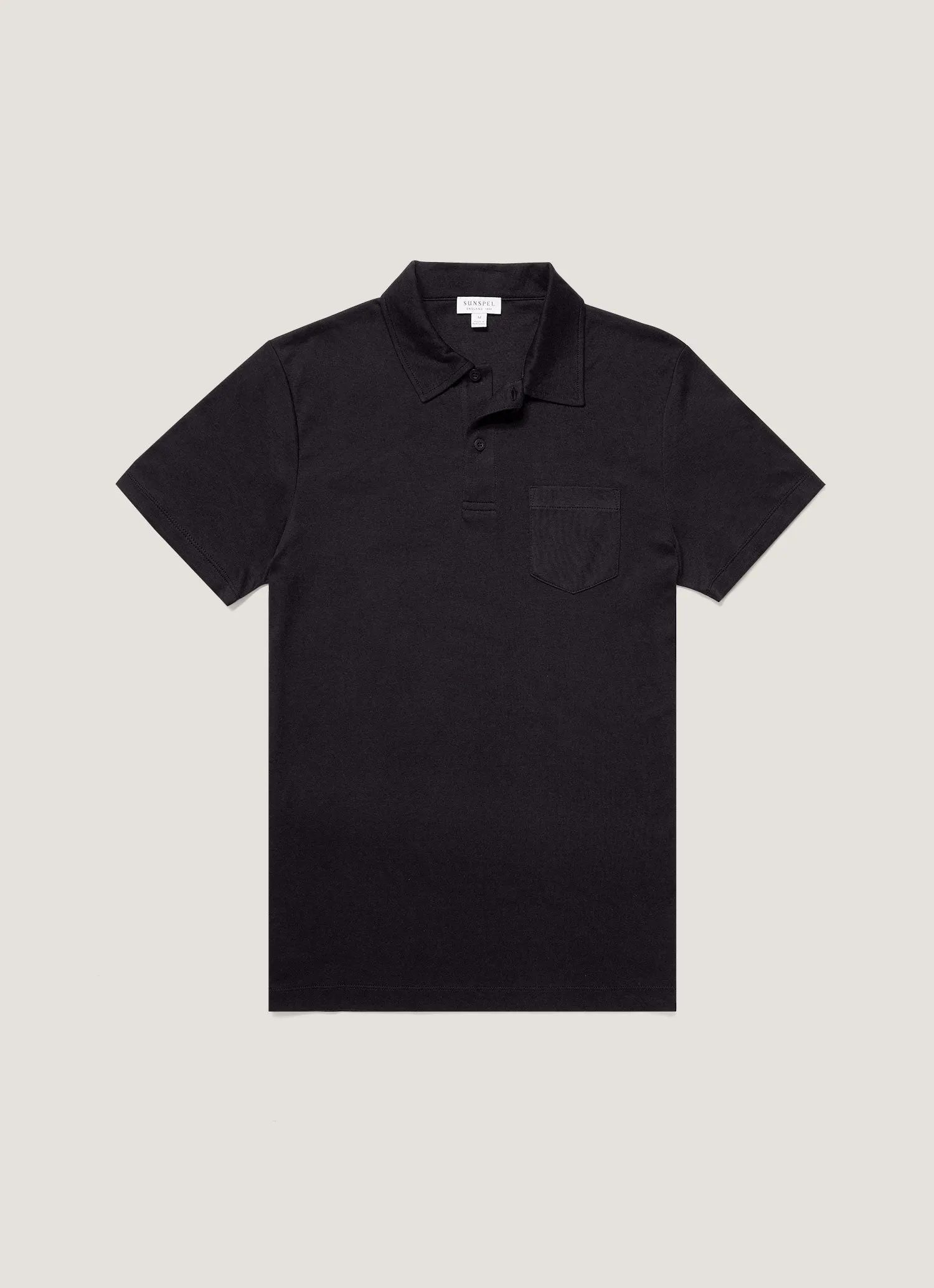 Men's Sea Island Cotton Jersey Polo Shirt in Black Timeless Appeal