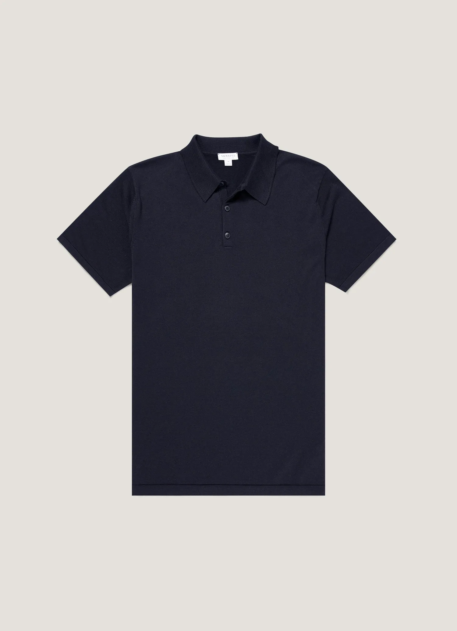 Men's Sea Island Cotton Knit Polo Shirt in Light Navy Holiday Outfit Style