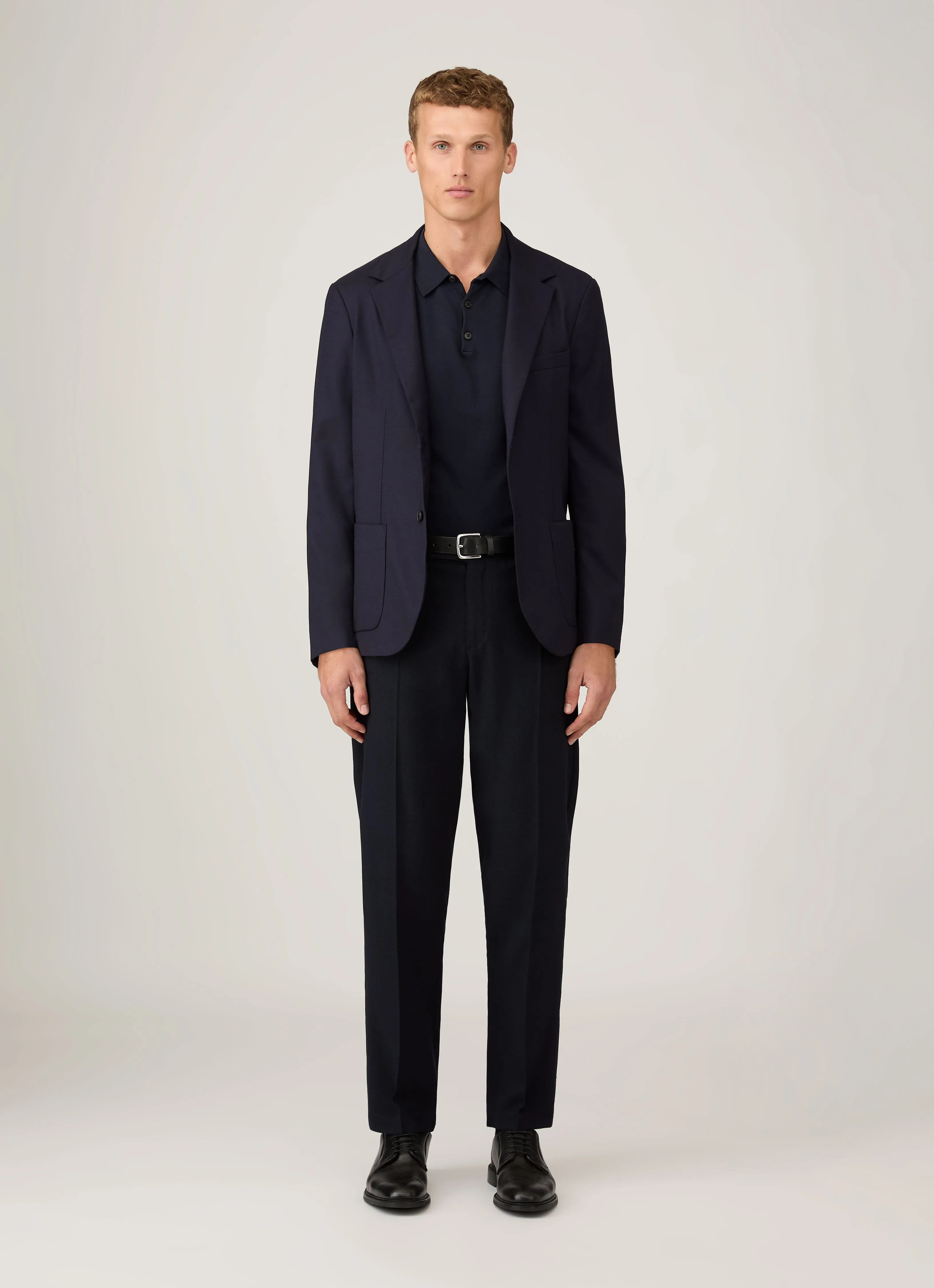 Men's Sea Island Cotton Knit Polo Shirt in Light Navy hypoallergenic Modern innovation