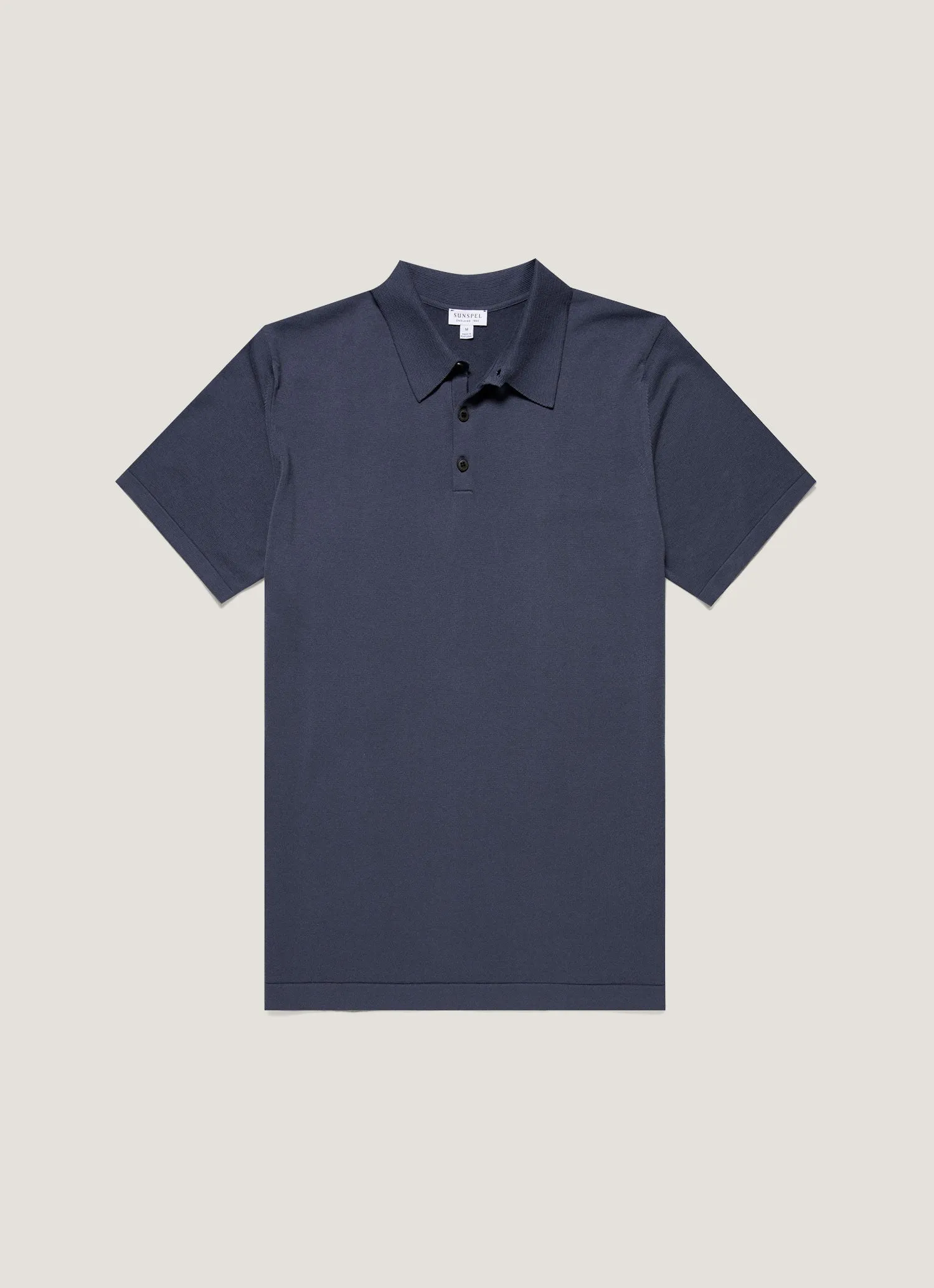 Men's Sea Island Cotton Knit Polo Shirt in Slate Blue Relaxed and Comfy