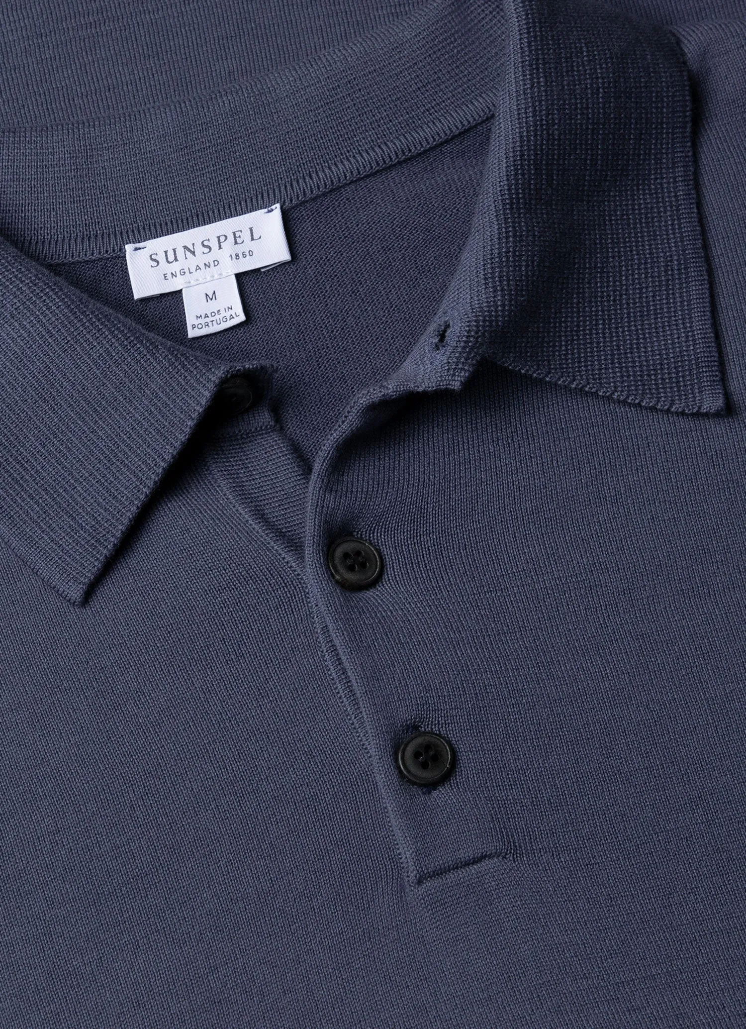 Timeless Comfort Wear Cozy Layering Men's Sea Island Cotton Knit Polo Shirt in Slate Blue