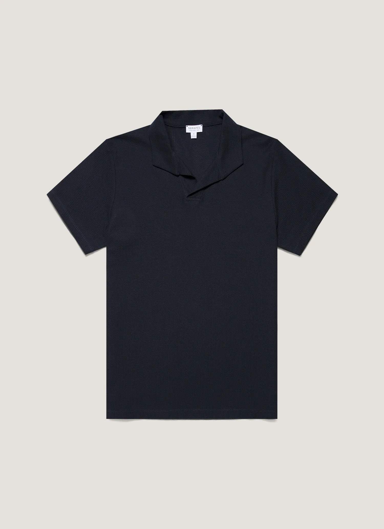 Men's Textured Jersey Polo Shirt in Midnight Navy Stretch Comfort