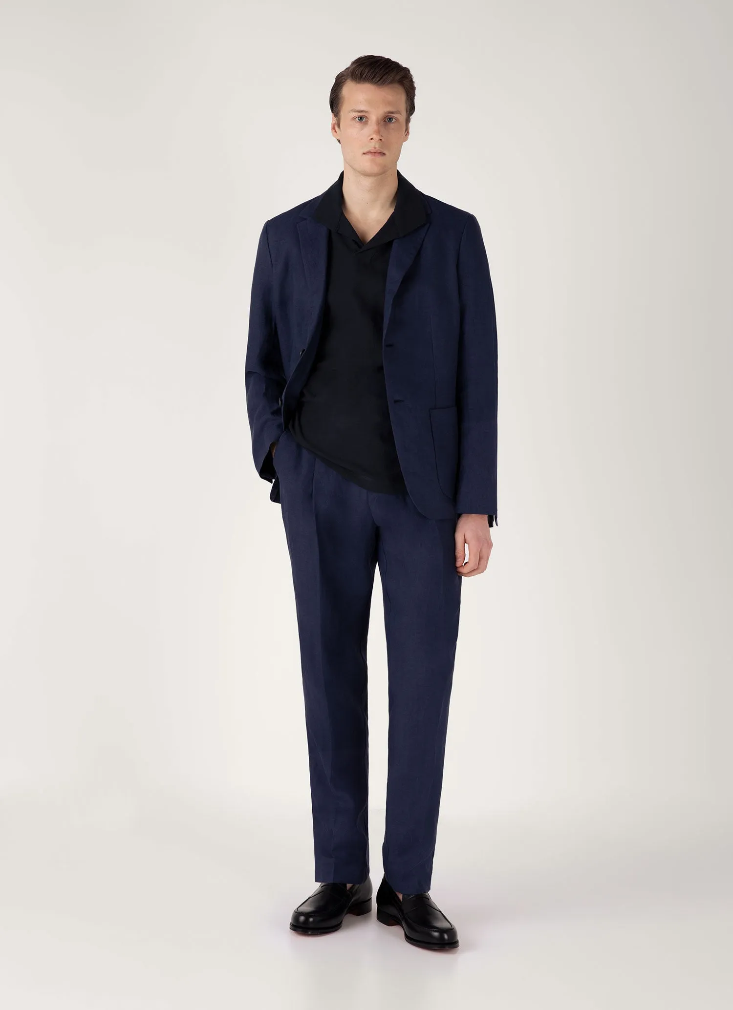 Men's Textured Jersey Polo Shirt in Midnight Navy Laser Cut Edges HighThreadCount