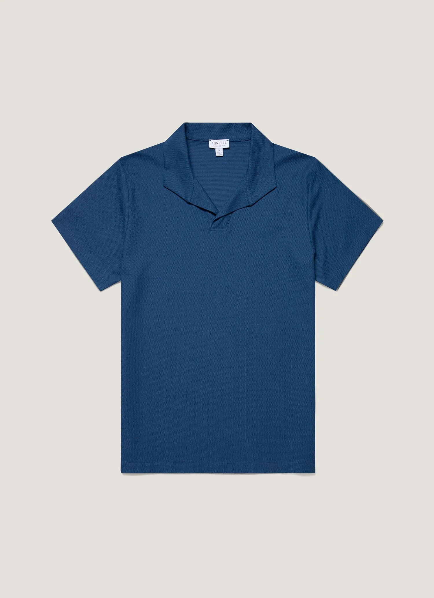 Cozy Flex Cozy And Warm Men's Textured Jersey Polo Shirt in Soft Denim