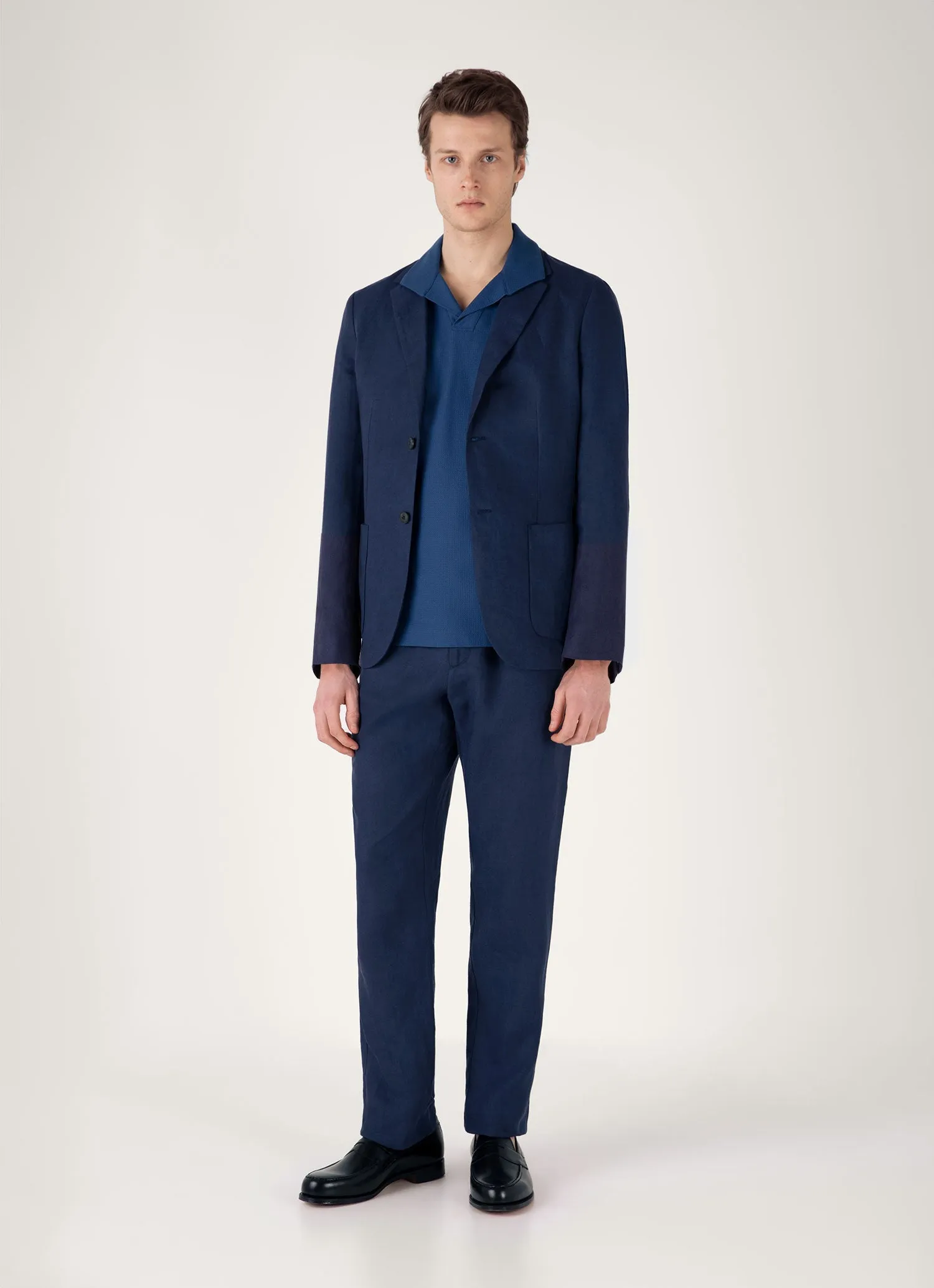 Men's Textured Jersey Polo Shirt in Soft Denim Breathable mesh lining