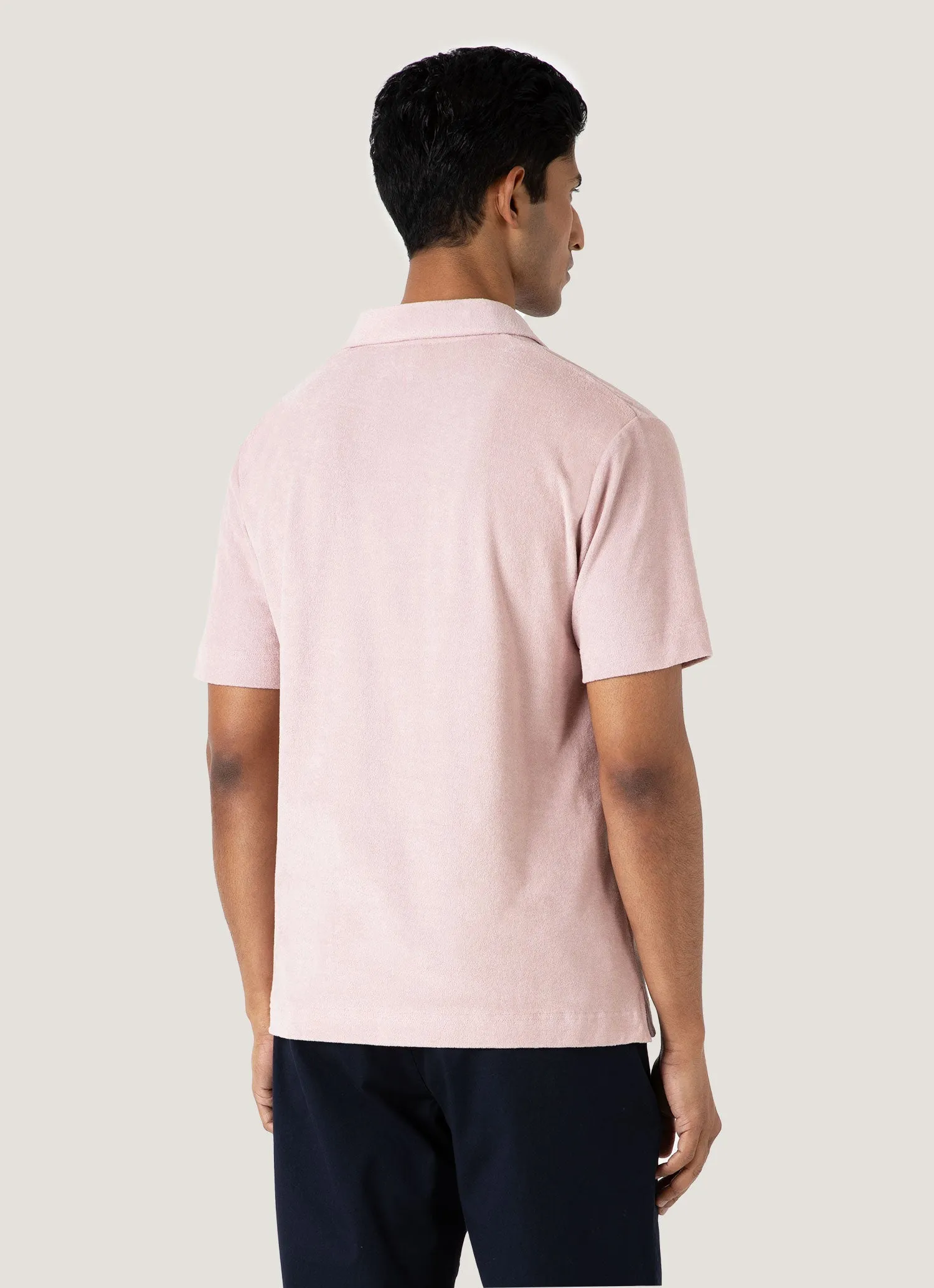 Men's Towelling Polo Shirt in Pale Pink sporty and comfortable